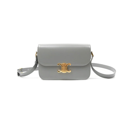 Celine Medium Triomphe Bag Zinc Shiny Calfskin