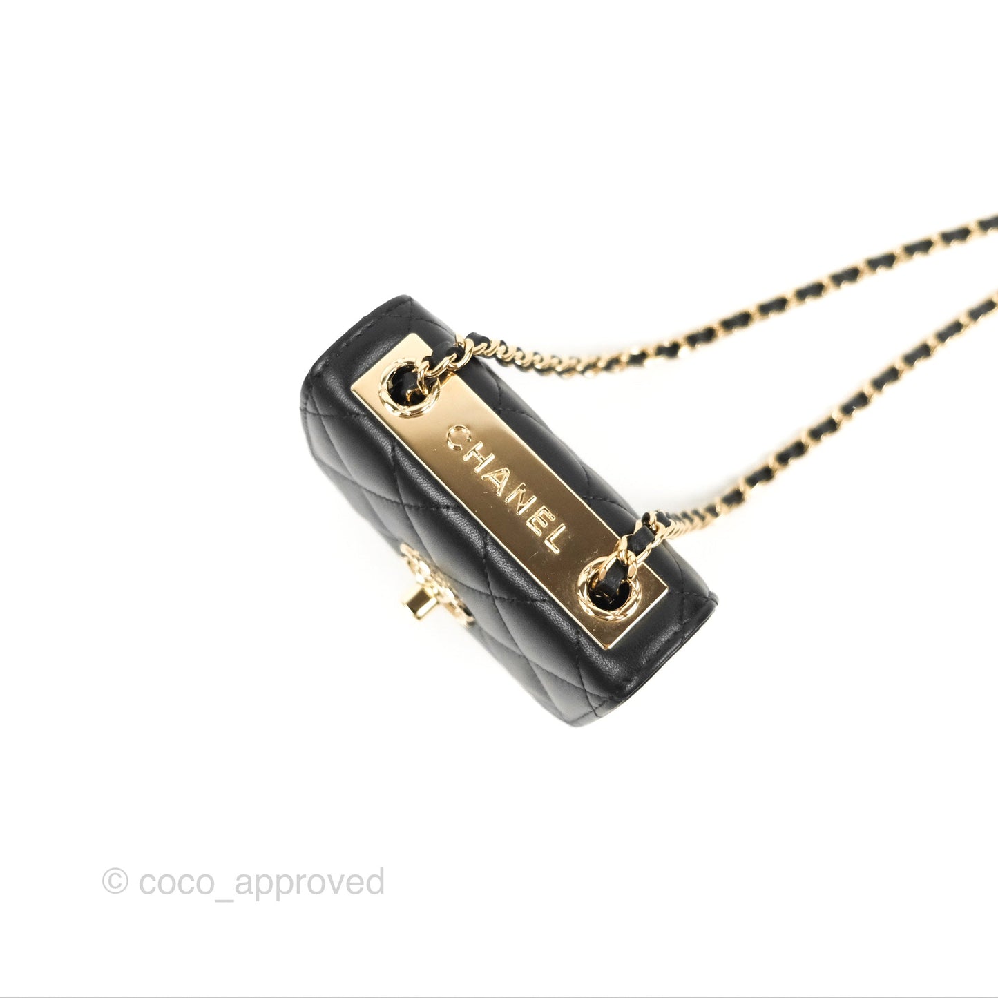 Chanel Mini Quilted Clutch With Chain Black Lambskin Gold Hardware