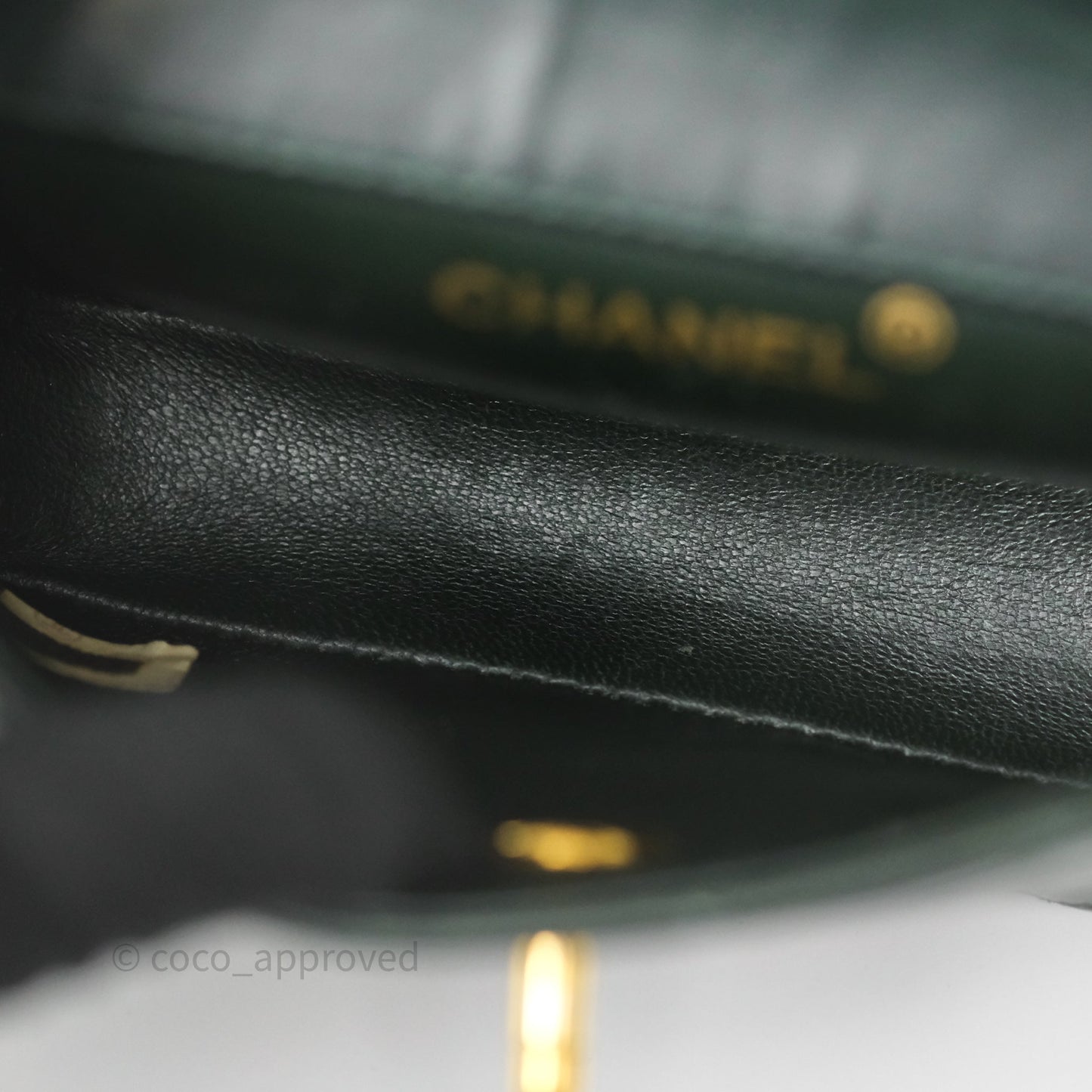 Chanel Vintage Mini Flap Bag Dark Green Lambskin Gold Hardware