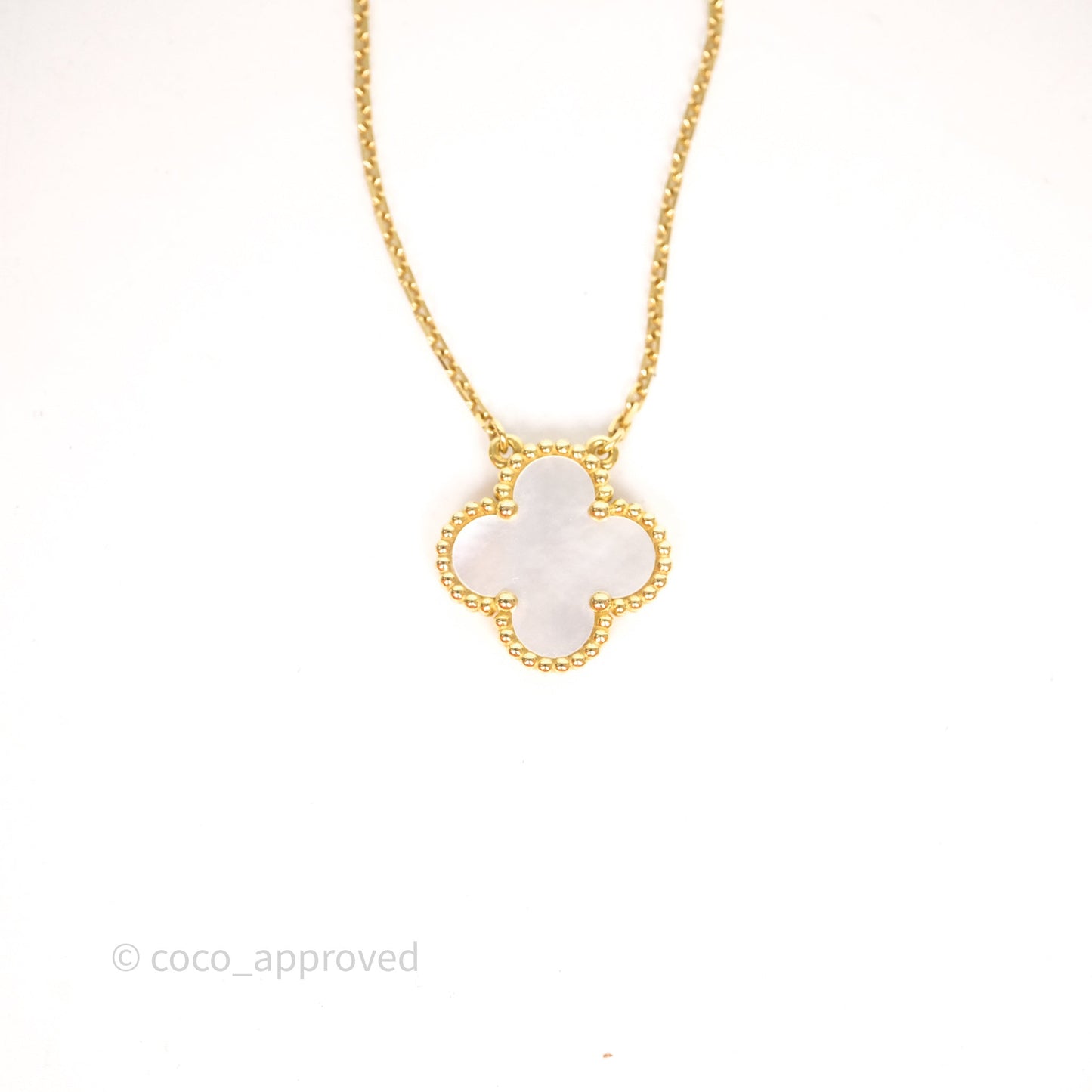 Van Cleef & Arpels Vintage Alhambra Pendant Necklace White Mother-of-pearl Yellow Gold