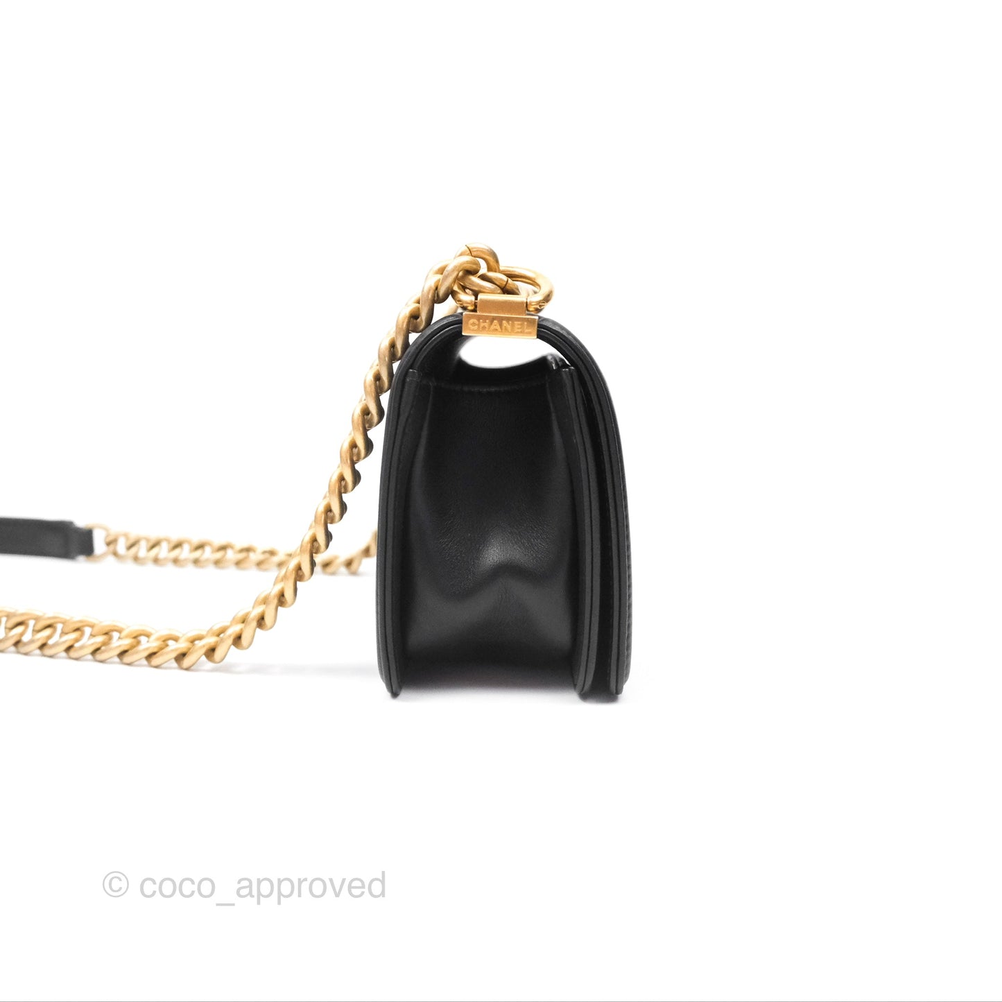 Chanel Small Boy Black Lambskin Aged Gold Hardware