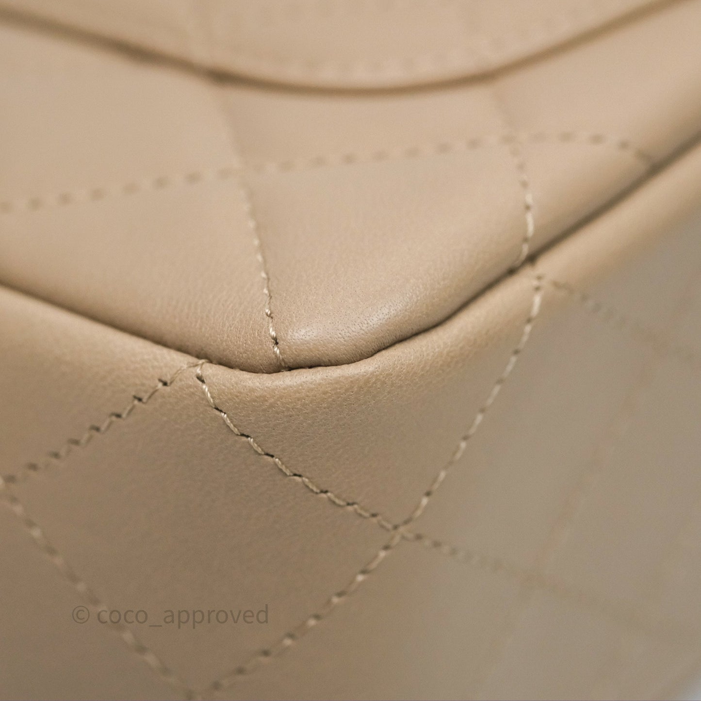 Chanel Quilted Mini Rectangular Flap Beige Lambskin Gold Hardware
