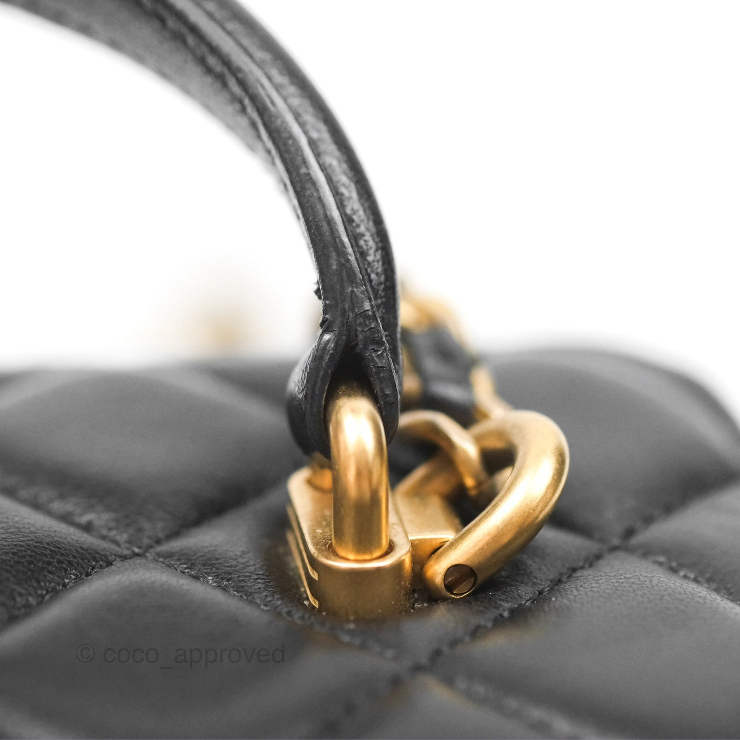 Chanel Vanity Rectangular Top Handle Black Lambskin Aged Gold Hardware