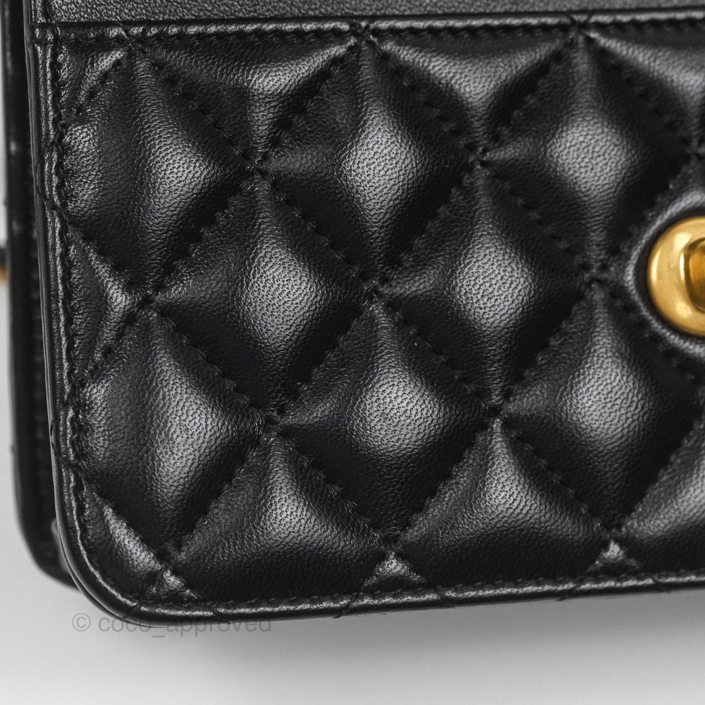 Chanel Quilted WOC Adjustable Chain Black Shiny Lambskin Aged Gold Hardware