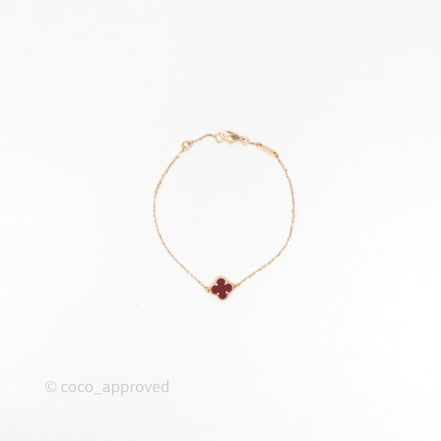 Van Cleef & Arpels Sweet Alhambra Bracelet Rose Gold Red Carnelian
