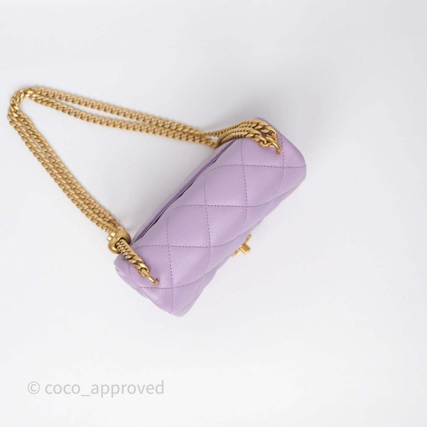 Chanel Heart Crush Mini Flap Bag Lilac Purple Caviar Aged Gold Hardware