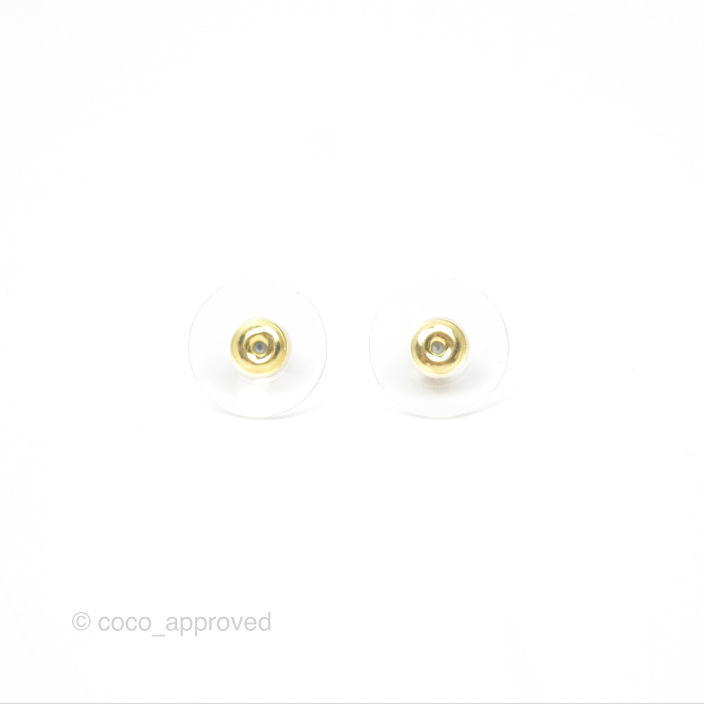 Chanel CC Pearl Drop Hoop Earrings Gold Tone 24S
