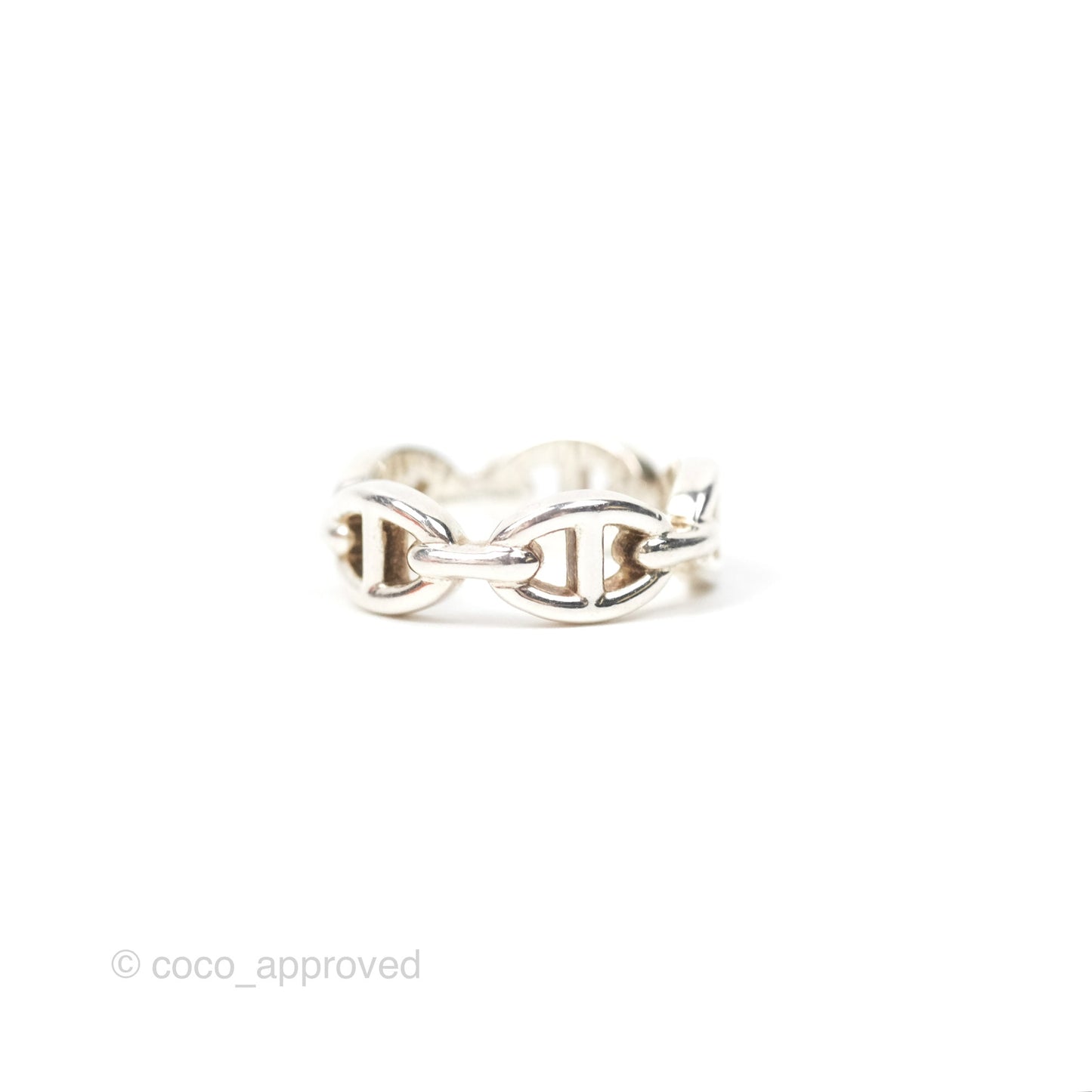 Hermès Sterling Silver PM Chaine d'Ancre Enchainee Band Ring Size 53