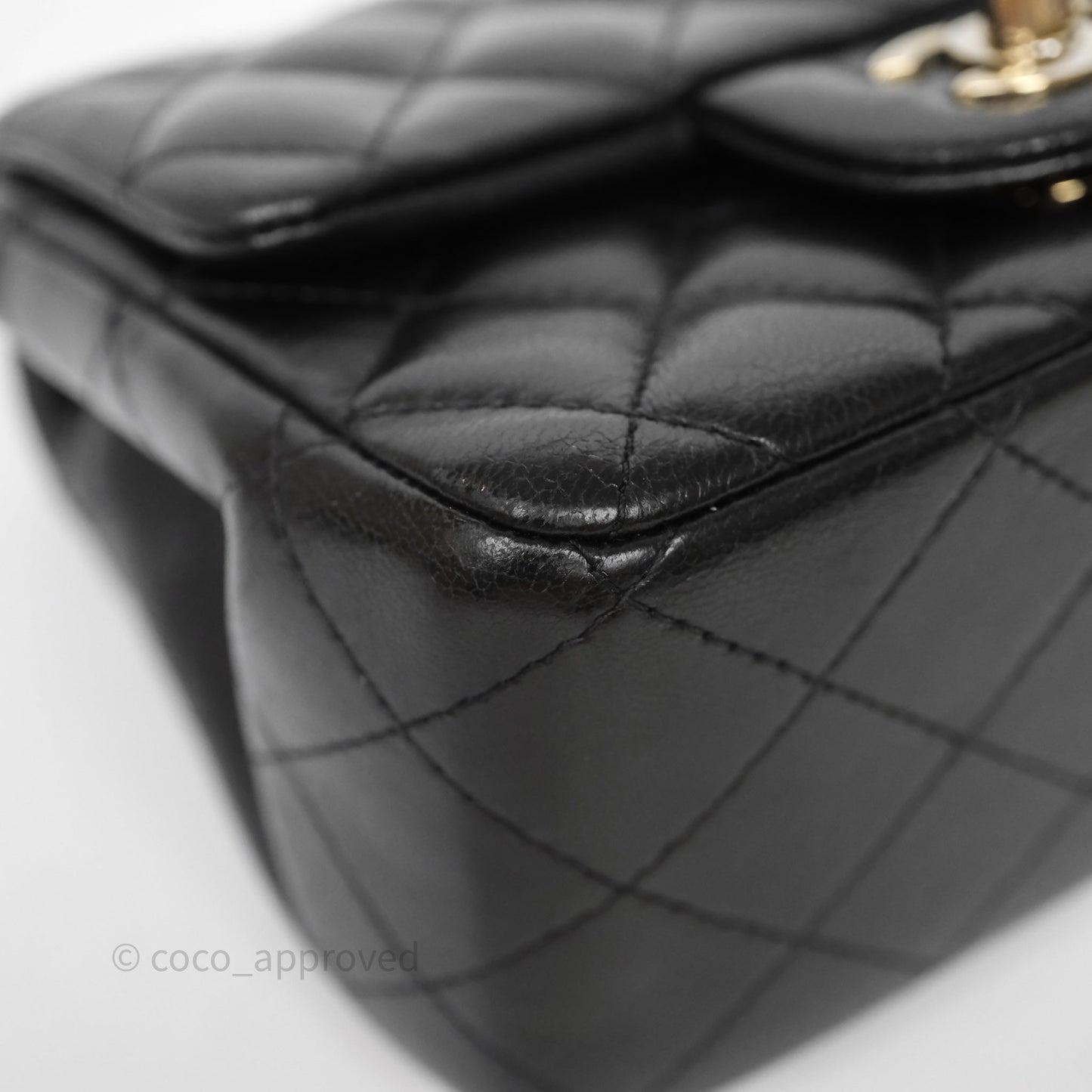 Chanel Mini Square Quilted Black Lambskin Gold Hardware