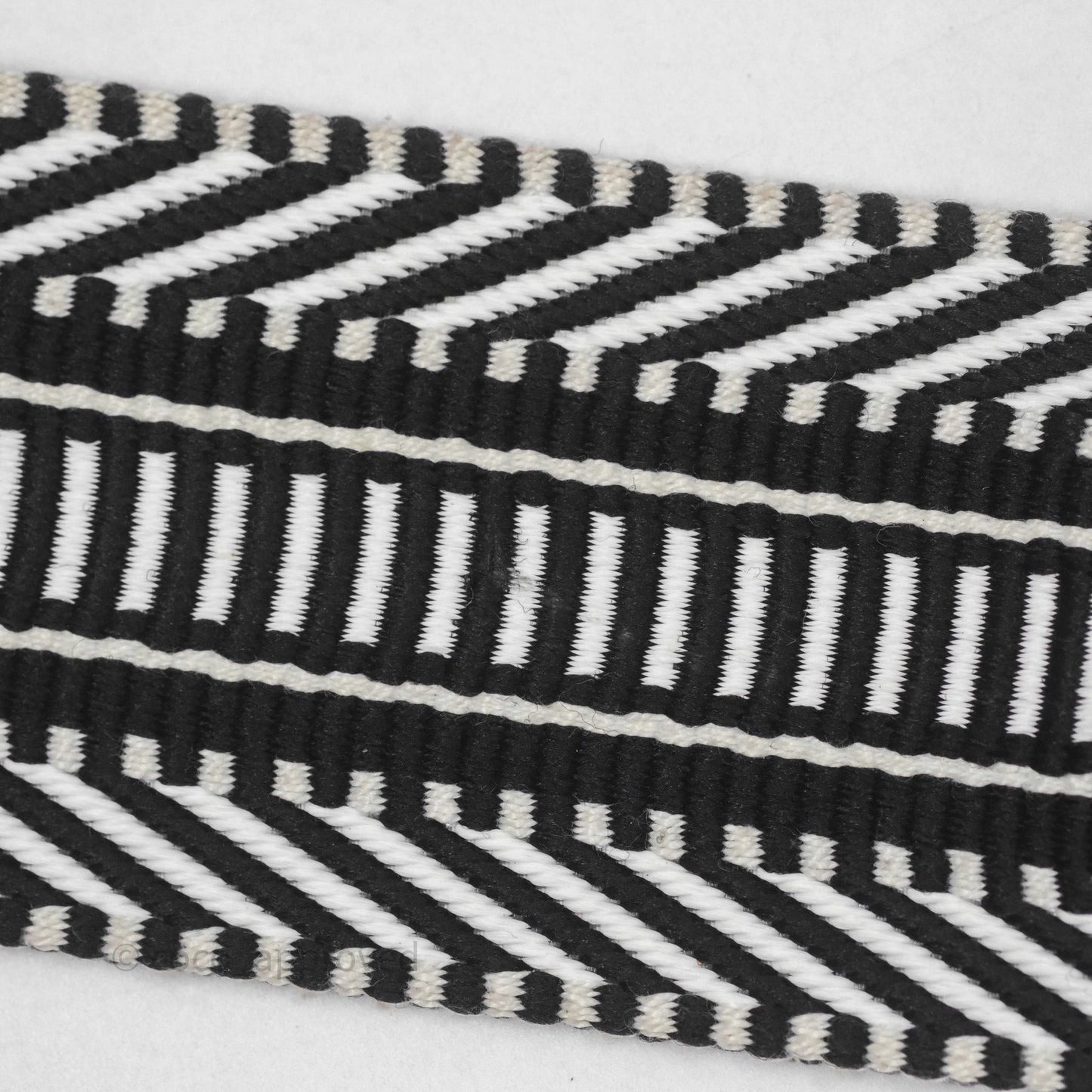 Hermès Sangle Cavale 50 mm Bag Strap Black/ White Gold Hardware
