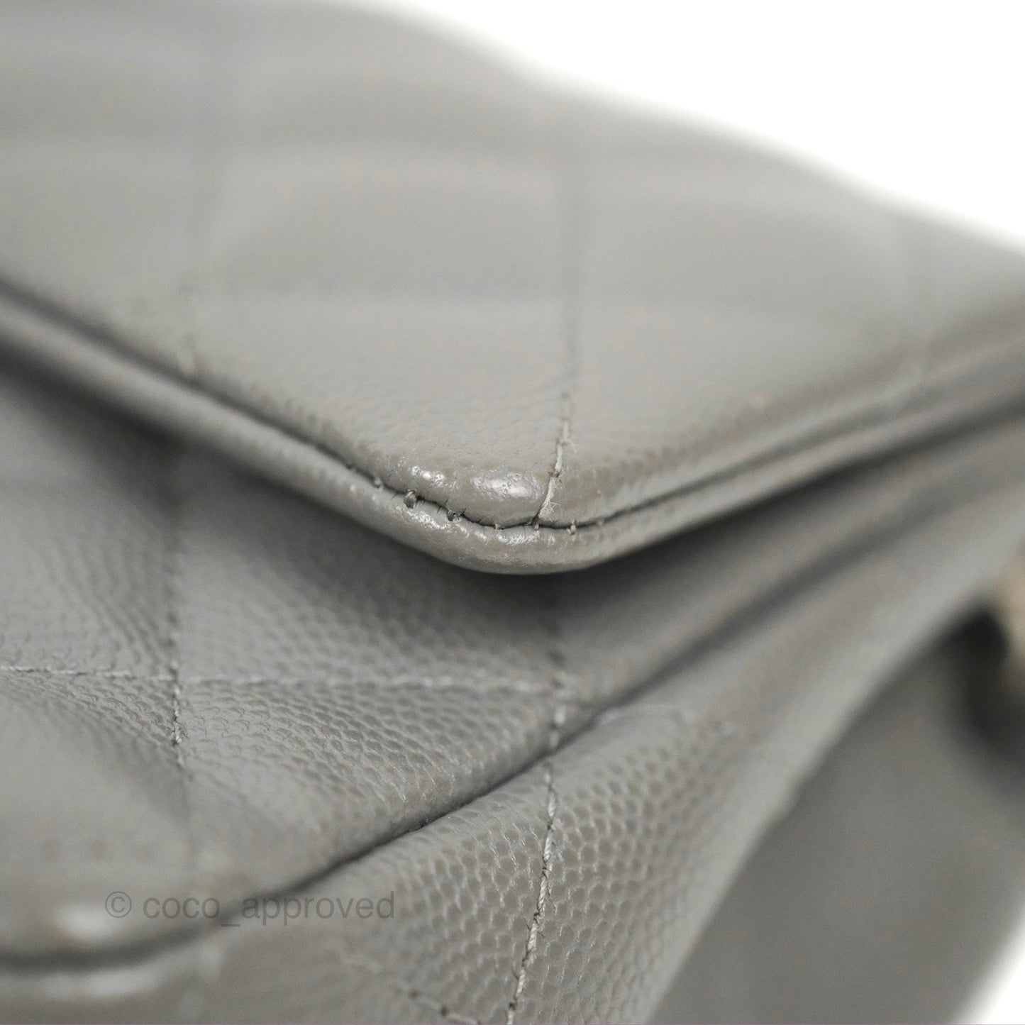 Chanel Quilted Mini Rectangular Flap Grey Caviar Silver Hardware 17B