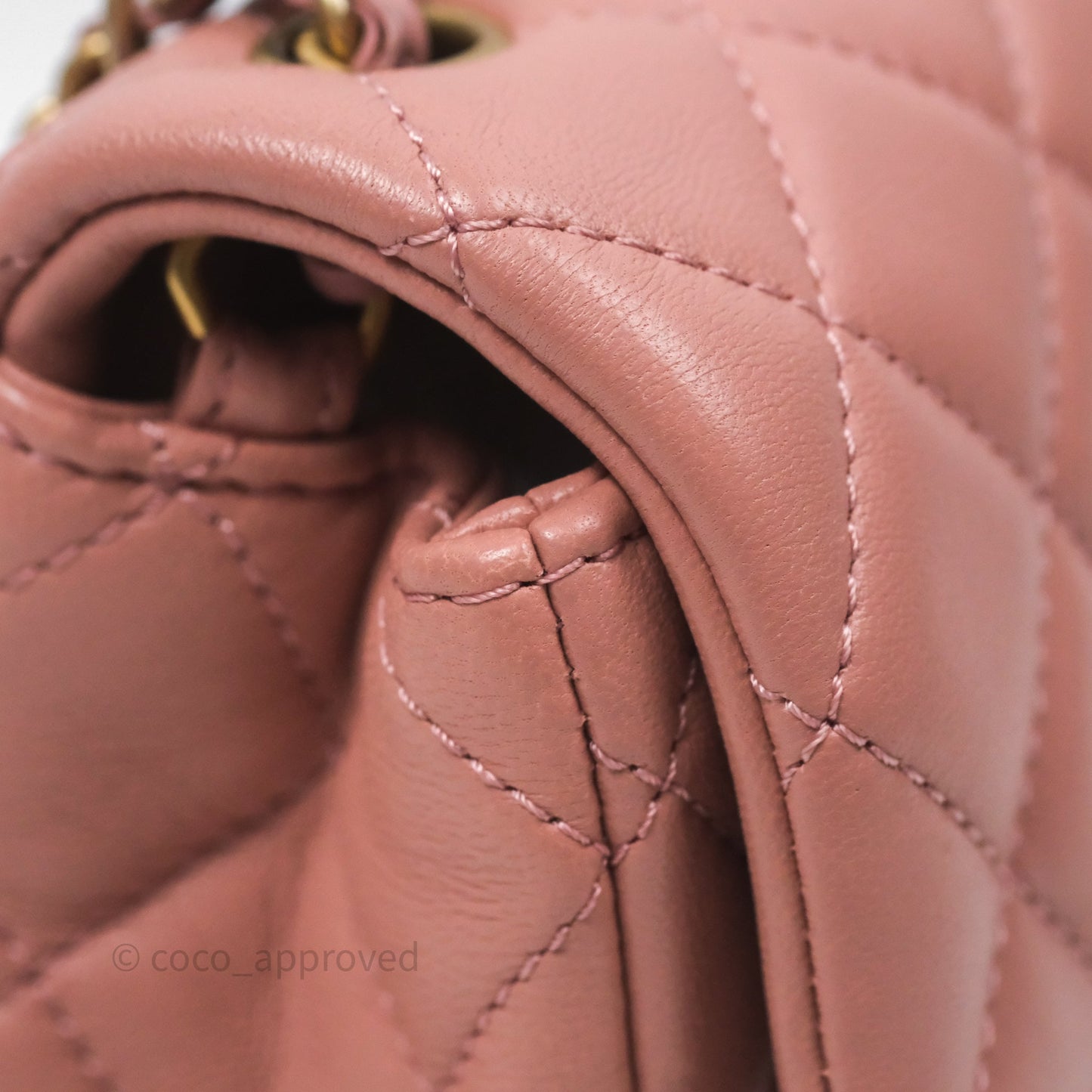 Chanel Mini Rectangular Pearl Crush Dusty Pink Lambskin Aged Gold Hardware