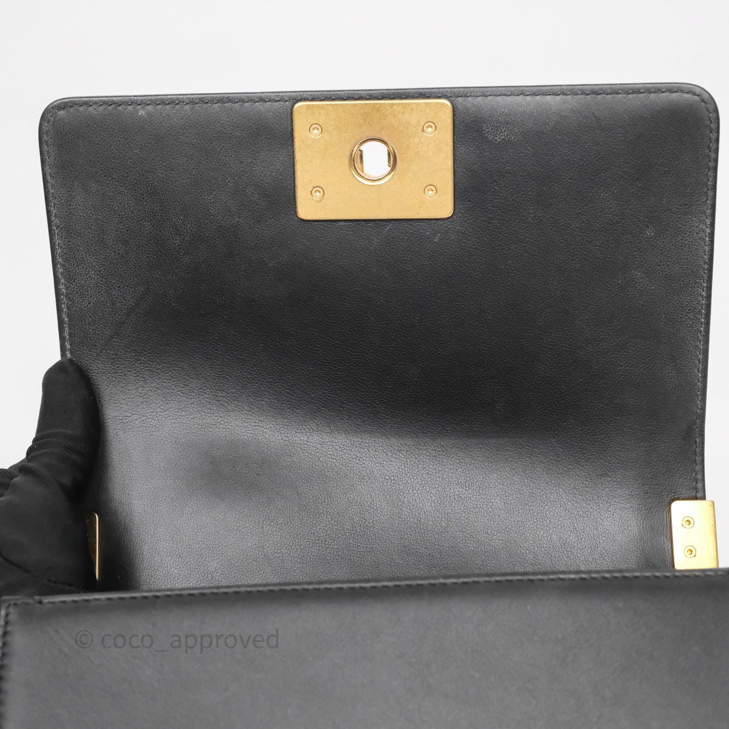 Chanel Small Boy Black Lambskin Aged Gold Hardware