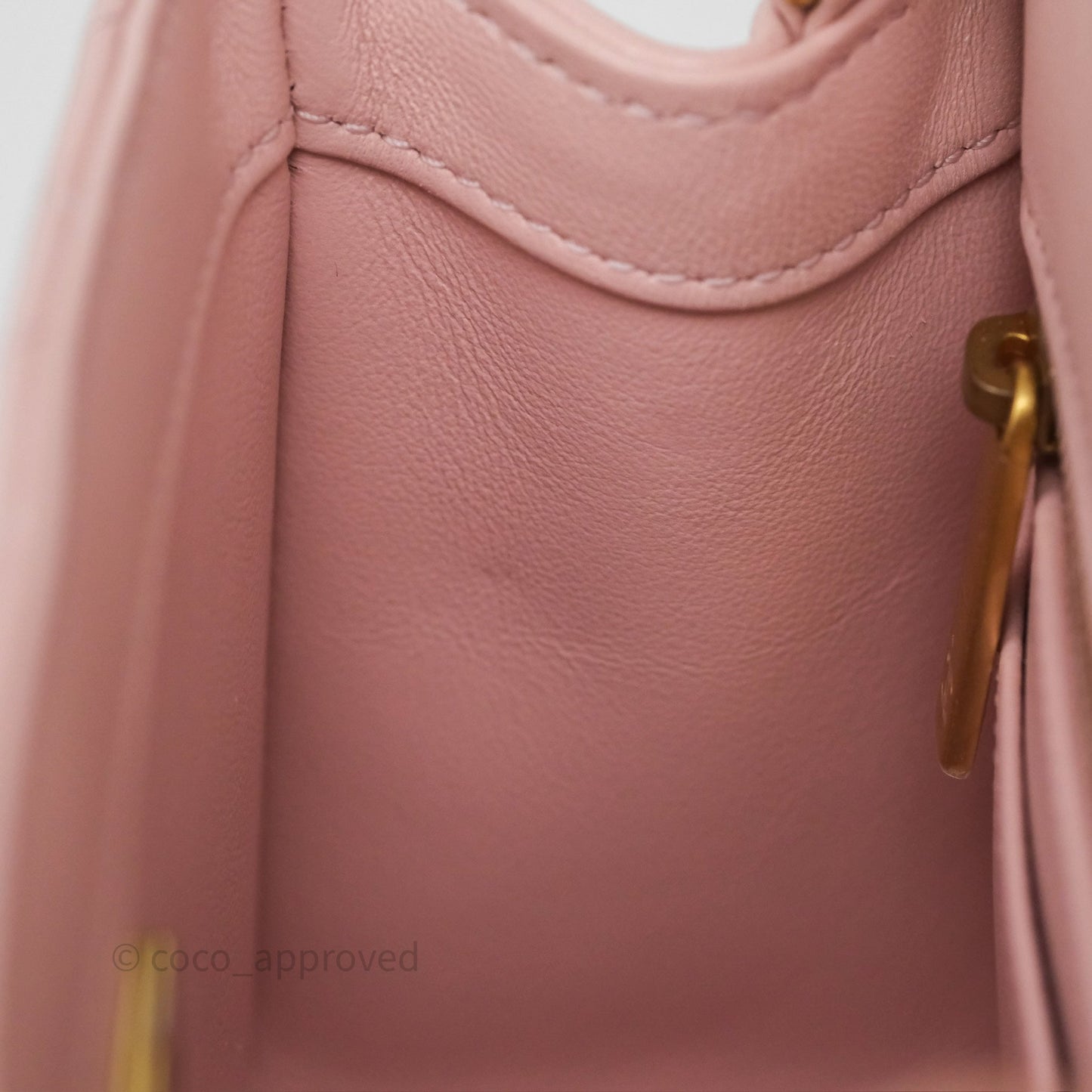 Chanel Pearl Crush Mini Square Quilted Light Pink Lambskin Aged Gold Hardware