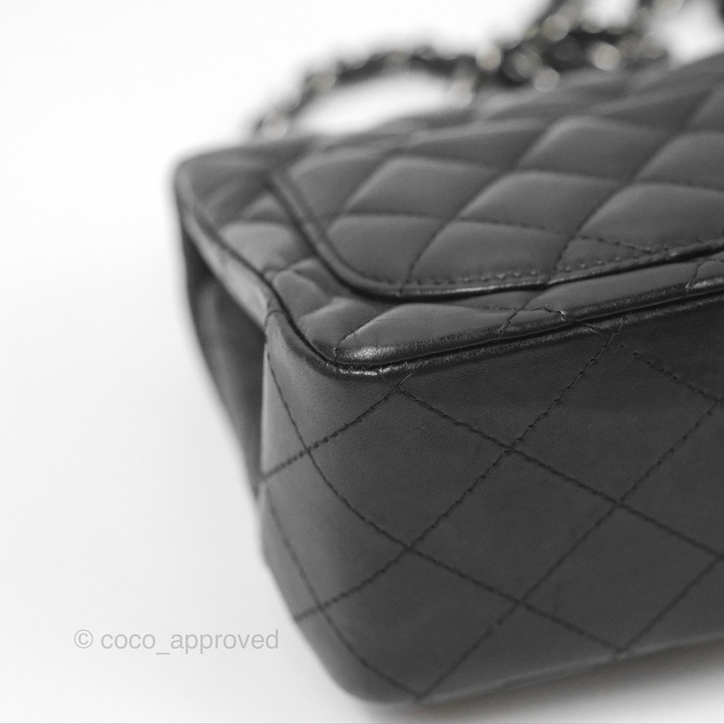 Chanel Mini Square Black Lambskin Dark Silver Hardware