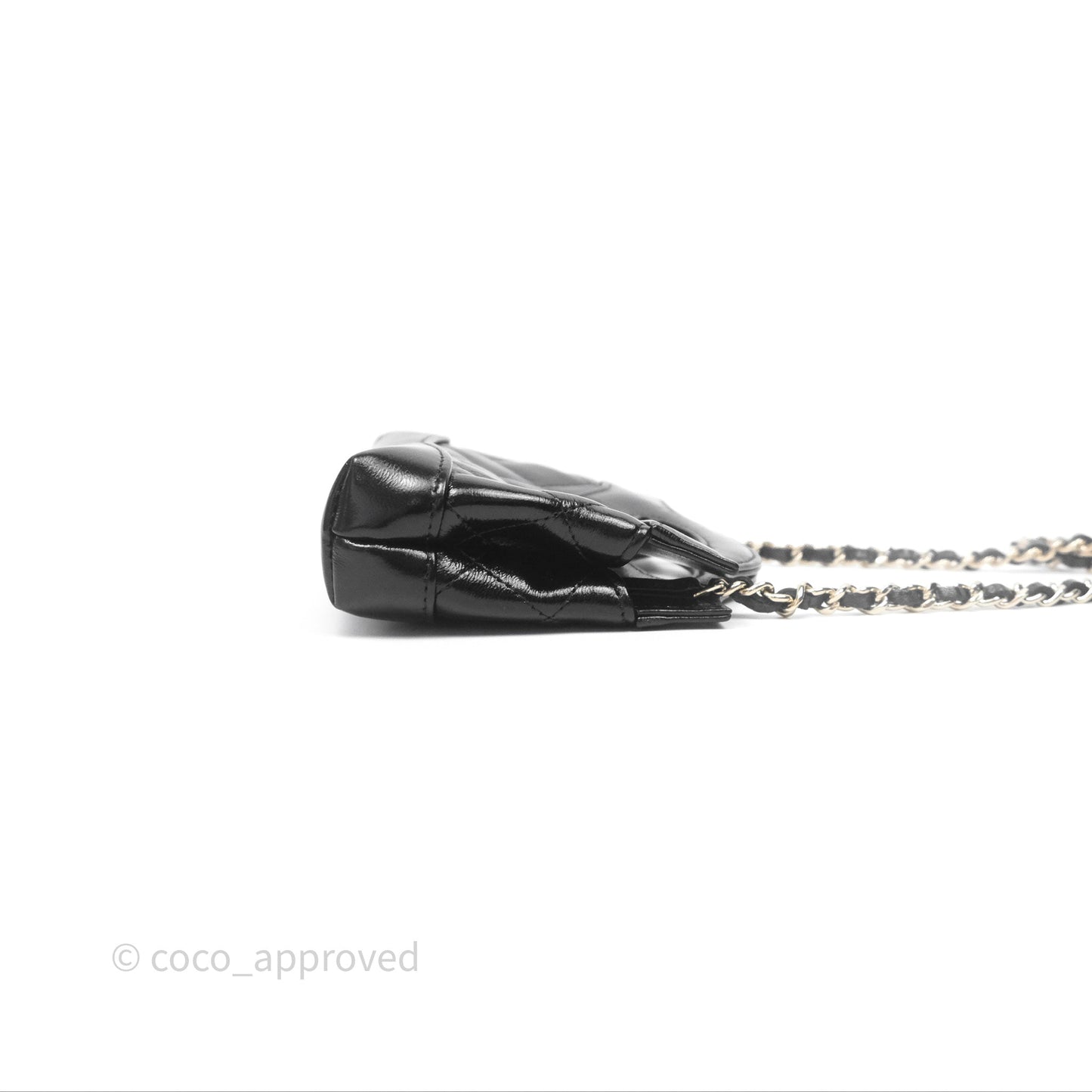 Chanel Micro 31 Clutch With Chain Black Shiny Calfskin Gold Hardware
