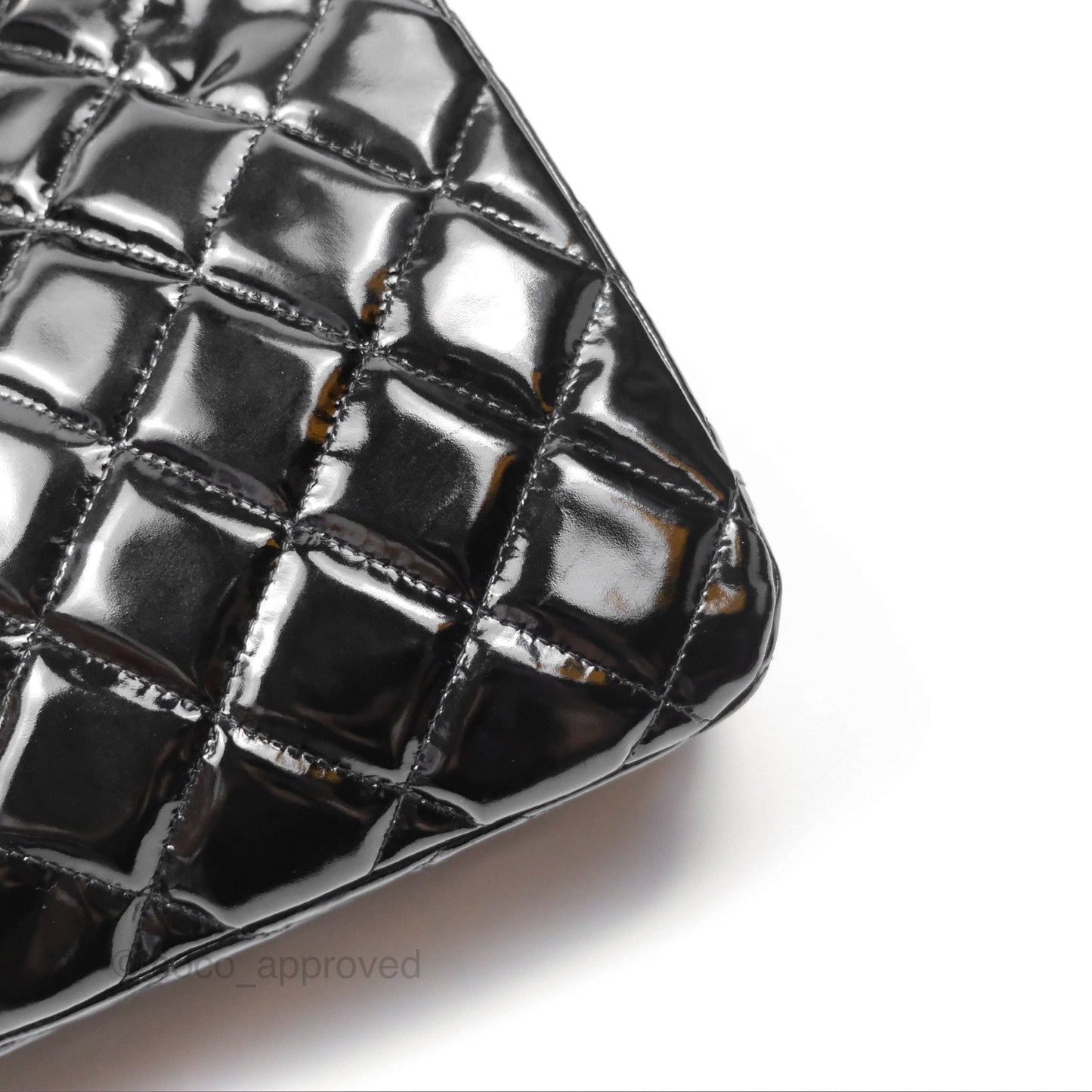 Chanel Vintage Tote Quilted Black Patent Silver Hardware