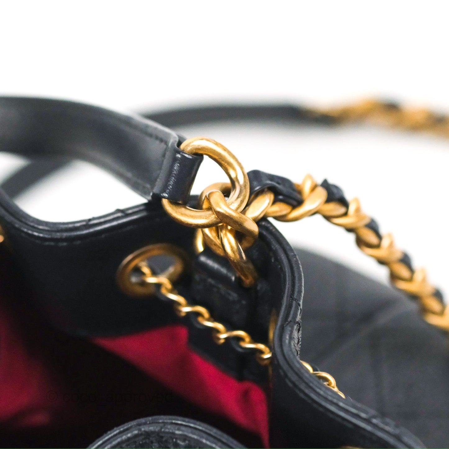 Chanel Quilted Top Handle Drawstring Bucket Bag Iridescent Navy Calfskin Aged Gold Hardware