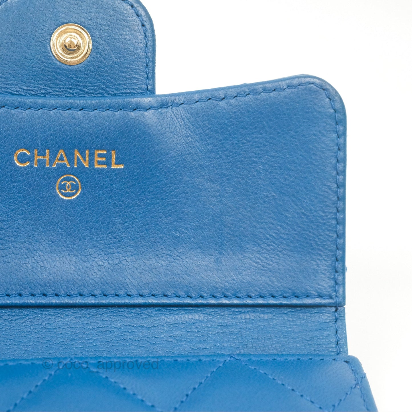 Chanel Classic Short Flap Wallet Blue Lambskin Gold Hardware