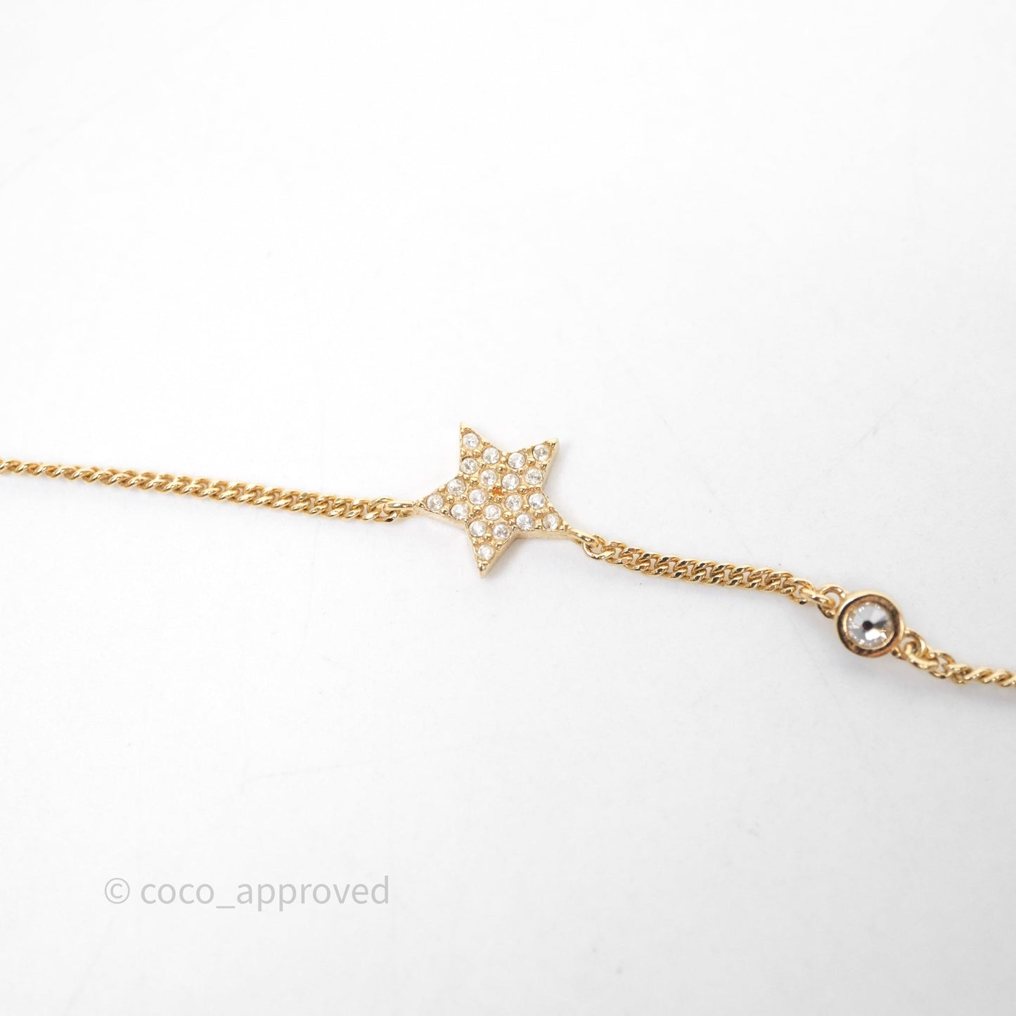 Christian Dior CD Petit Double Necklace Crystal Gold Tone