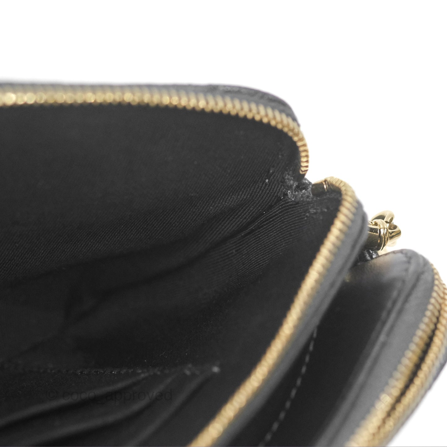 Chanel Quilted Zip Clutch With Chain Iridescent Dark Grey Caviar Gold Hardware