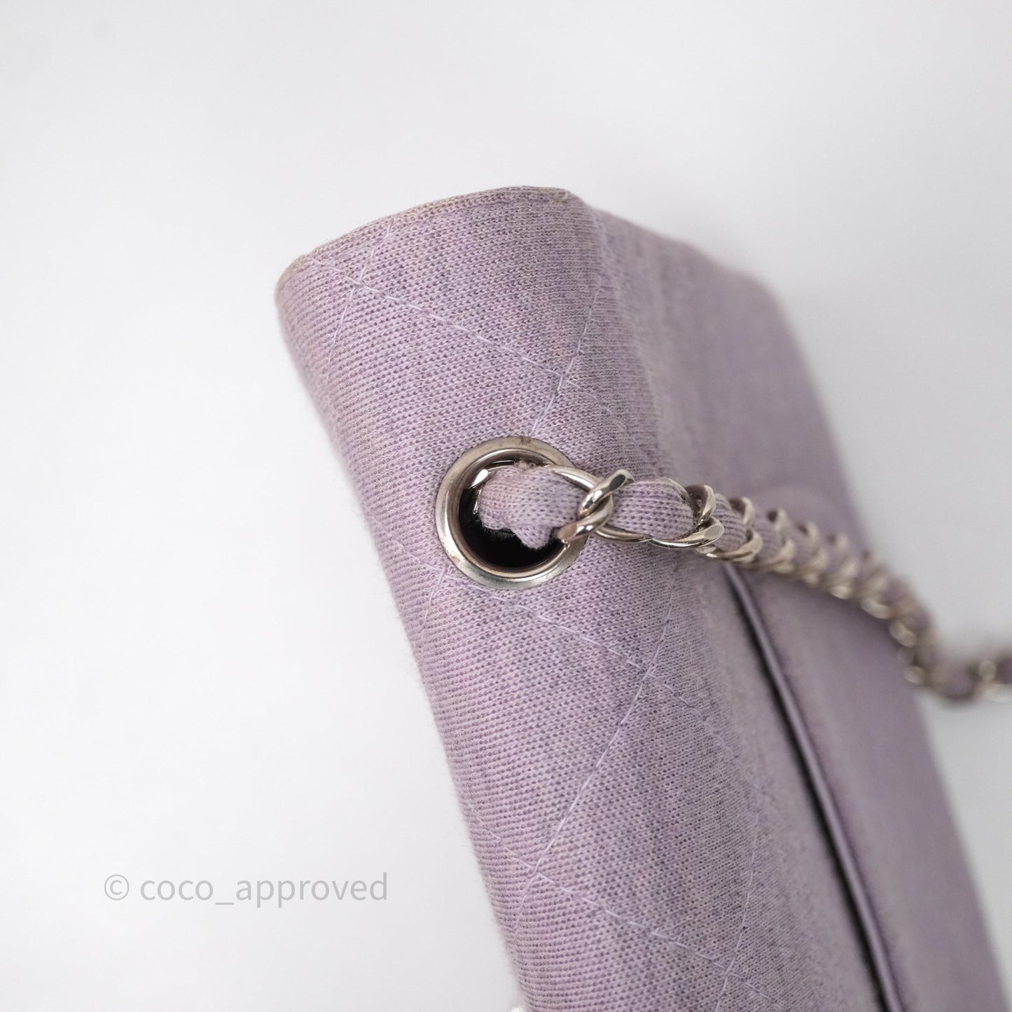 Chanel Medium Single Jersey Flap Bag Purple Silver Hardware