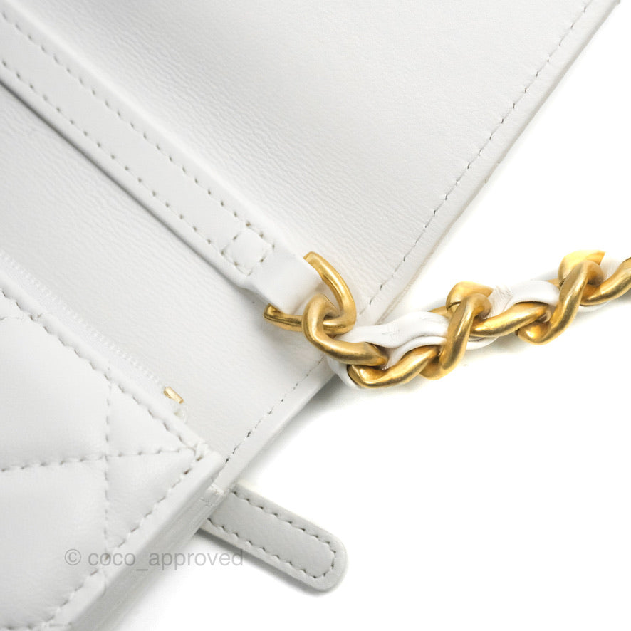 Chanel Mini Resin Chain Wallet on Chain WOC White Lambskin Gold Hardware