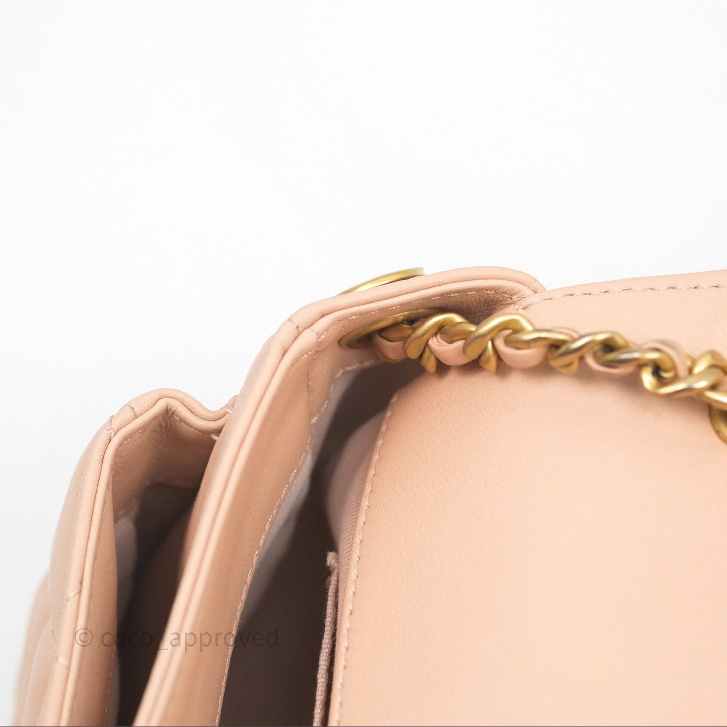 Chanel Messenger Bag Beige Pink Calfskin Aged Gold Hardware