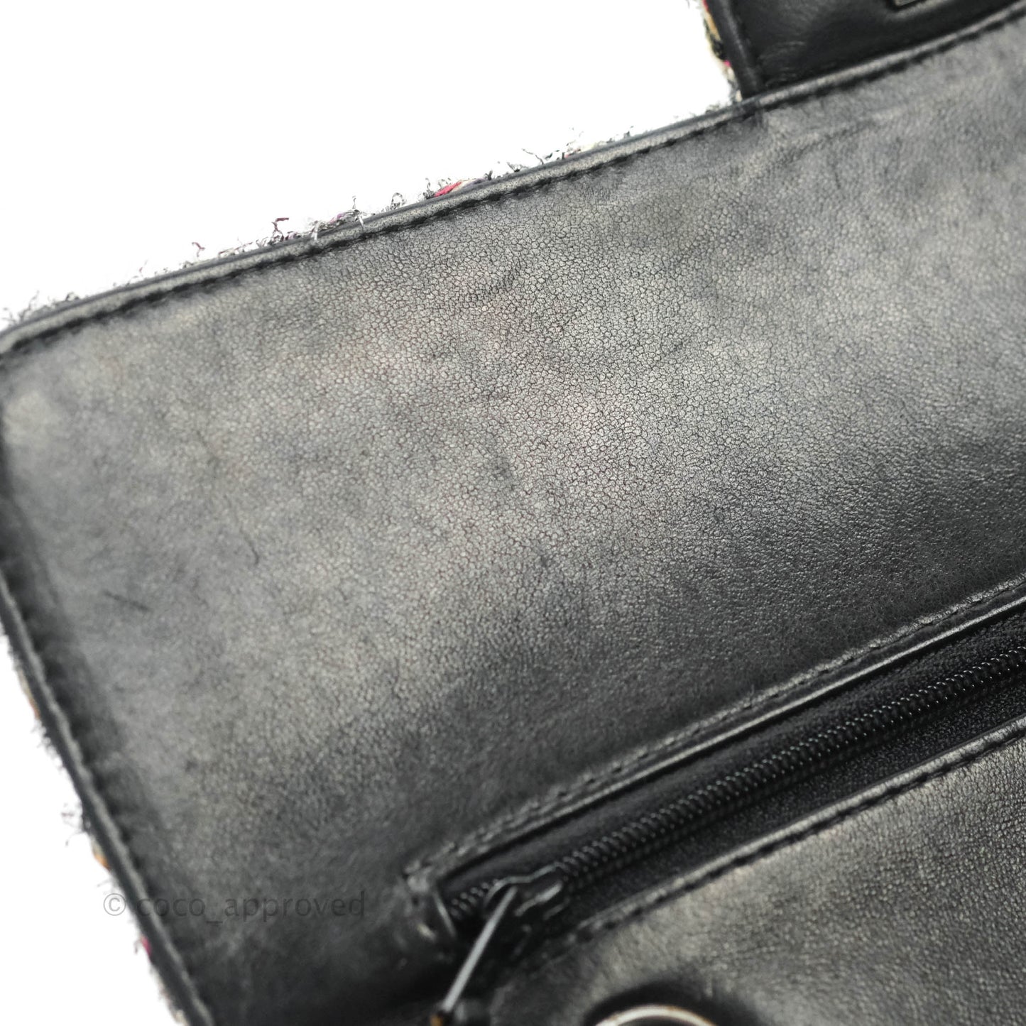 Chanel Classic M/L Medium Double Flap Black Tweed Gun Metal
