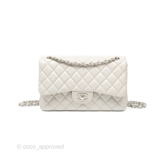 Chanel Jumbo Double Flap Light Grey Caviar Silver Hardware⁣⁣