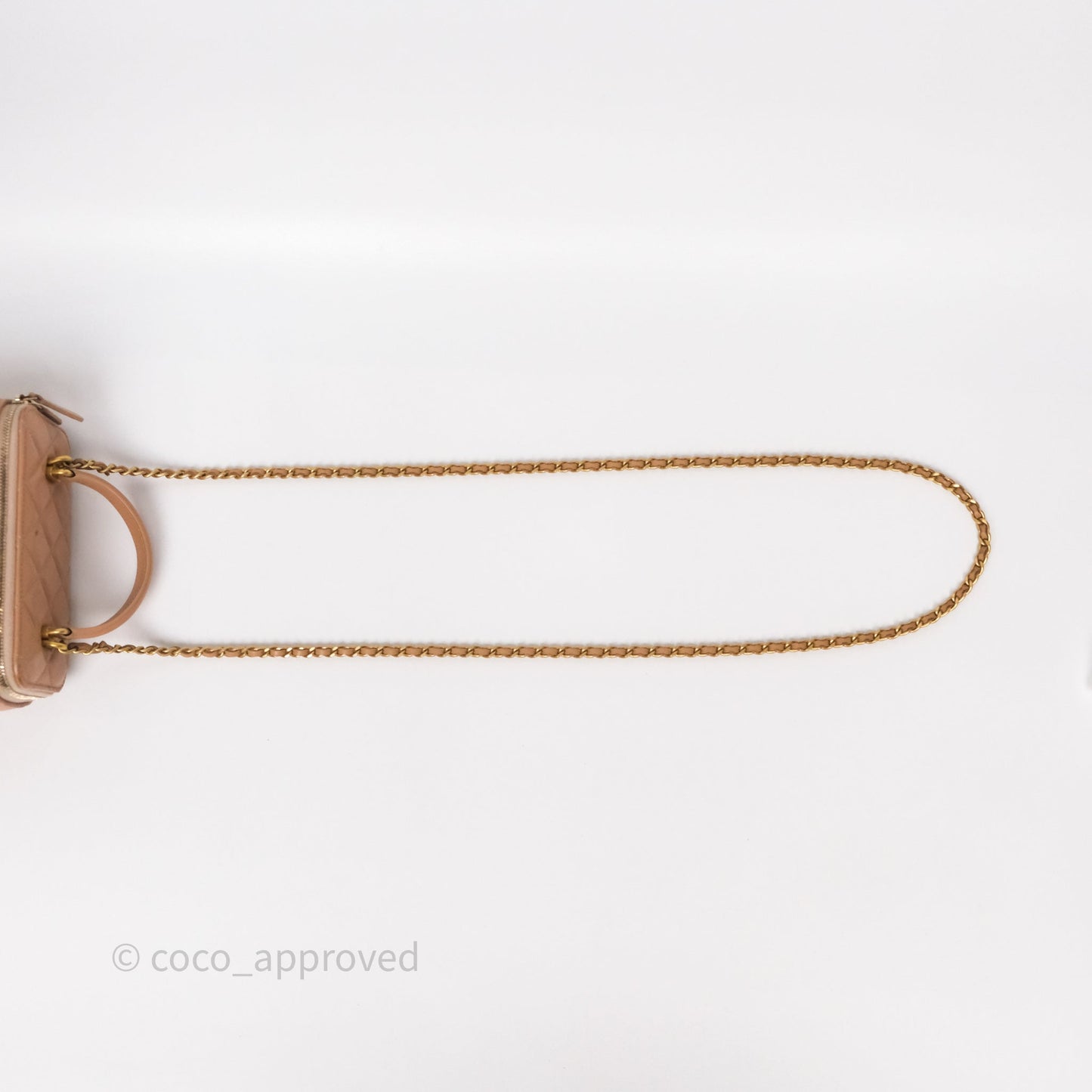 Chanel Vanity Rectangular Top Handle Beige Lambskin Aged Gold Hardware