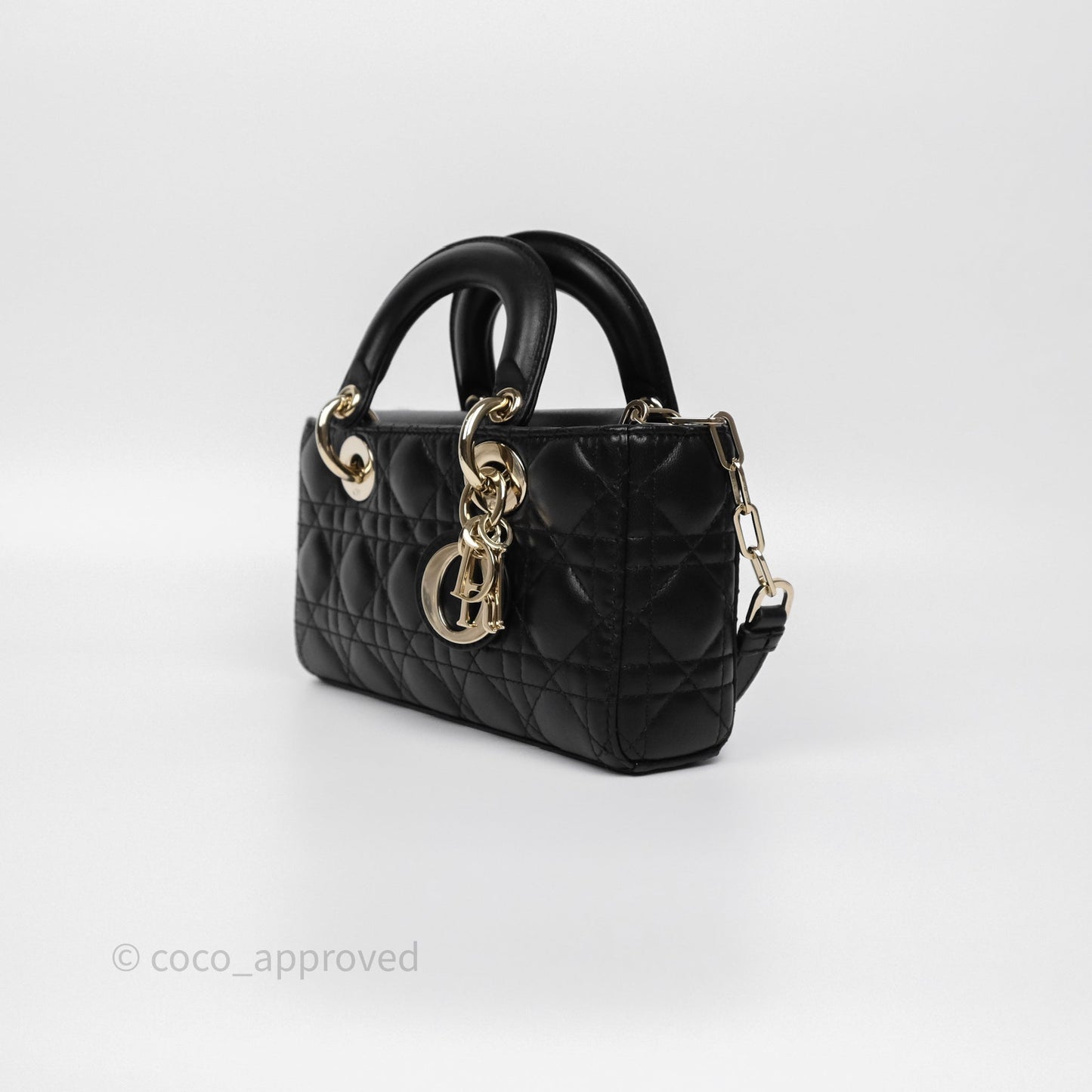Dior Small Lady D-Joy Bag Black Lambskin Cannage Gold Hardware