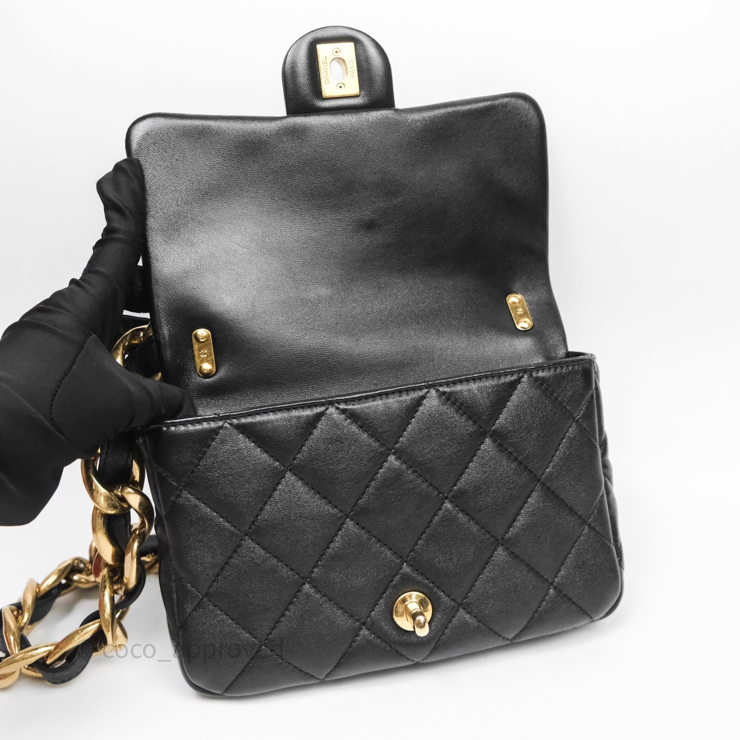 Chanel Small Funky Town Black Lambskin Aged Gold Hardware