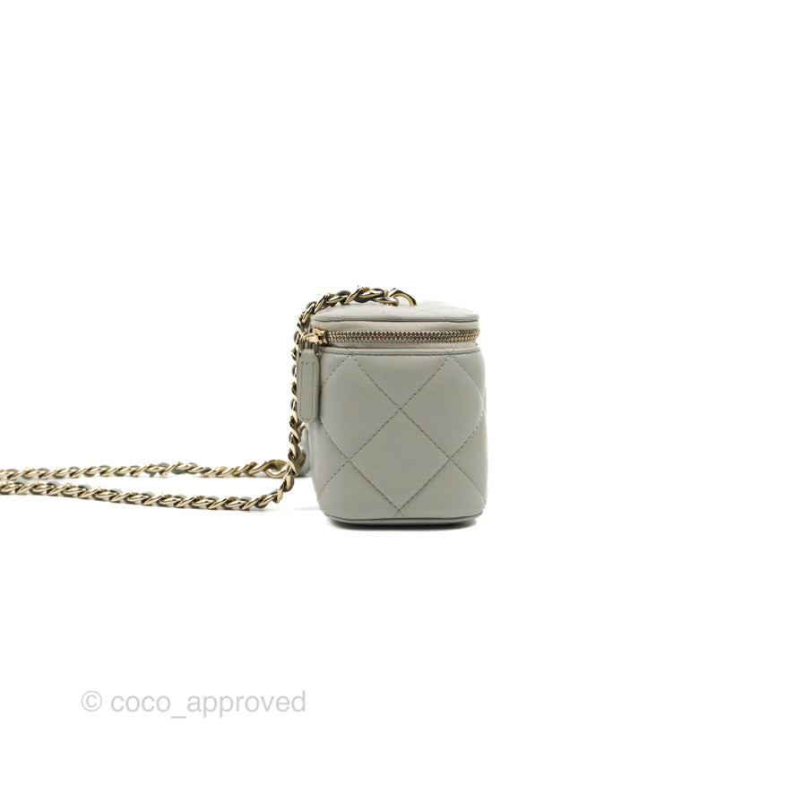 Chanel Vanity with Resin Chain Grey Lambskin Gold Hardware