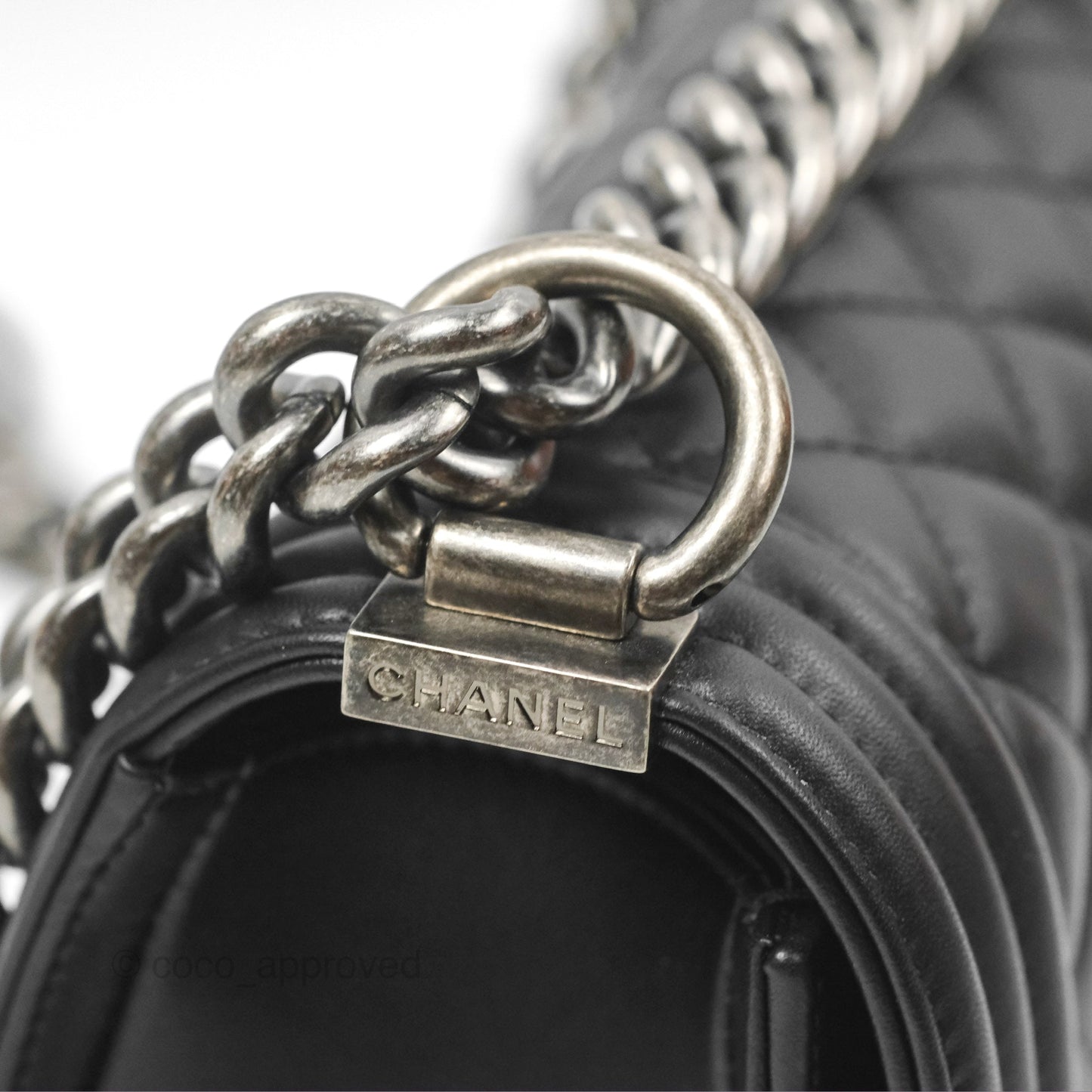 Chanel Small Boy Black Calfskin Ruthenium Hardware