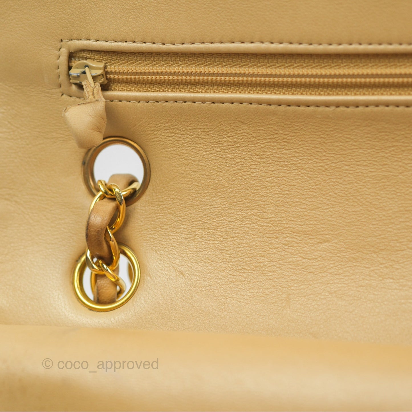 Chanel Vintage Medium Classic Flap Beige Lambskin 24K Gold Hardware