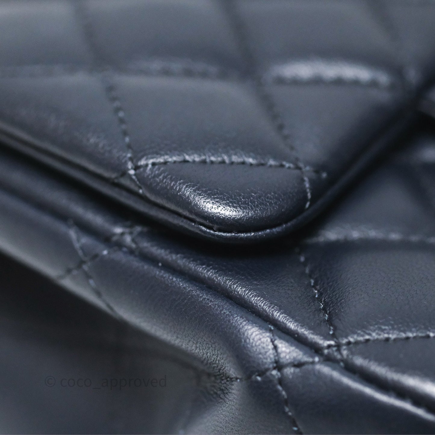 Chanel Mini Square Flap Quilted Navy Lambskin Gold Hardware