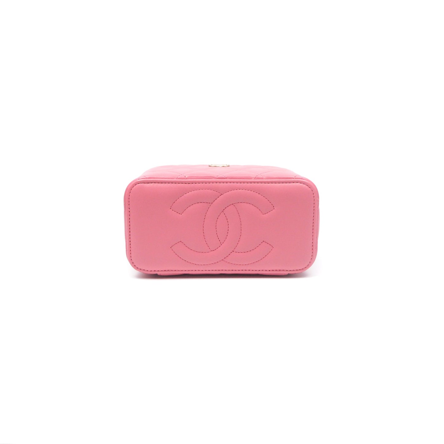 Chanel Vanity Rectangular Top Handle Pink Lambskin Gold Hardware
