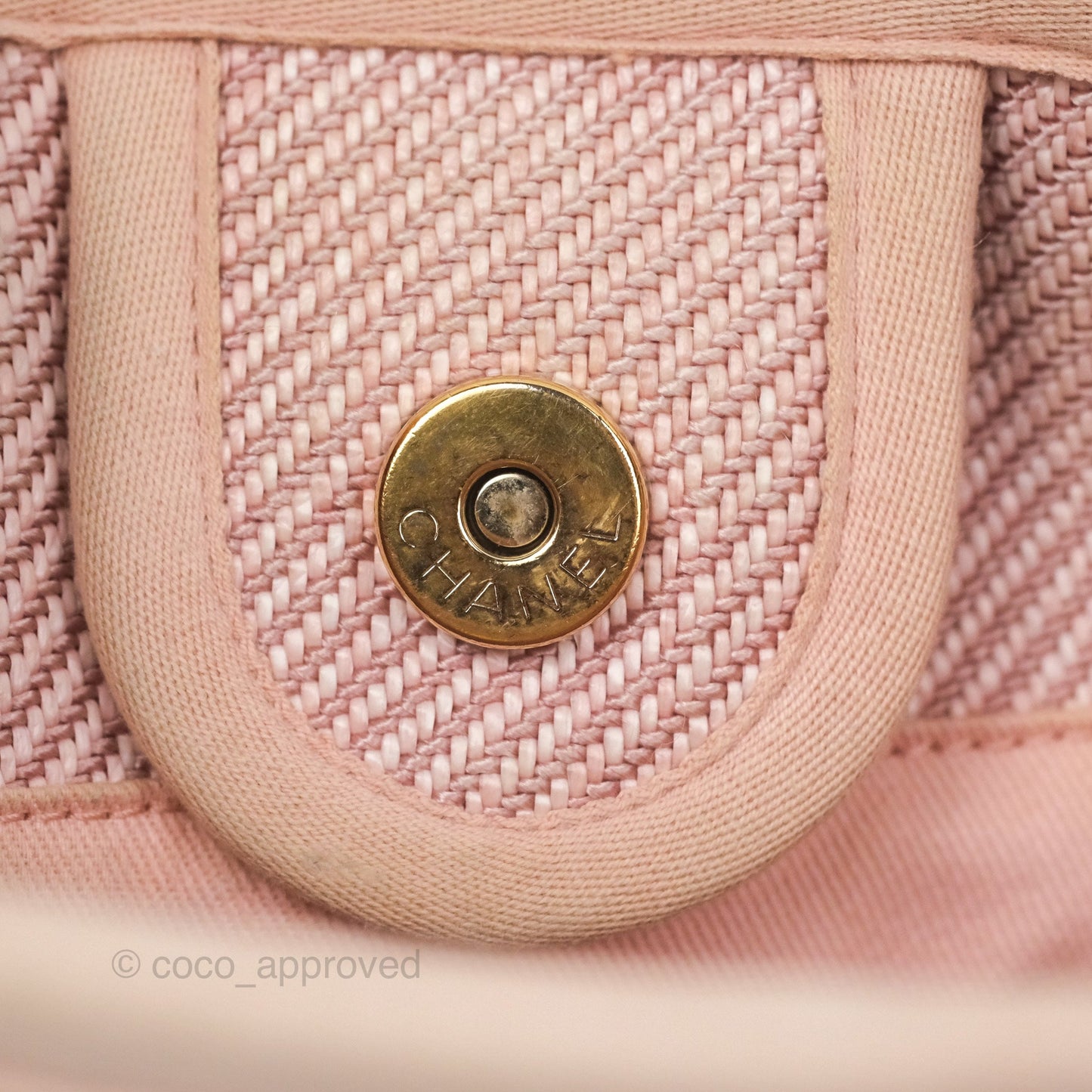 Chanel Small Vertical Deauville Canvas Pink Gold Hardware