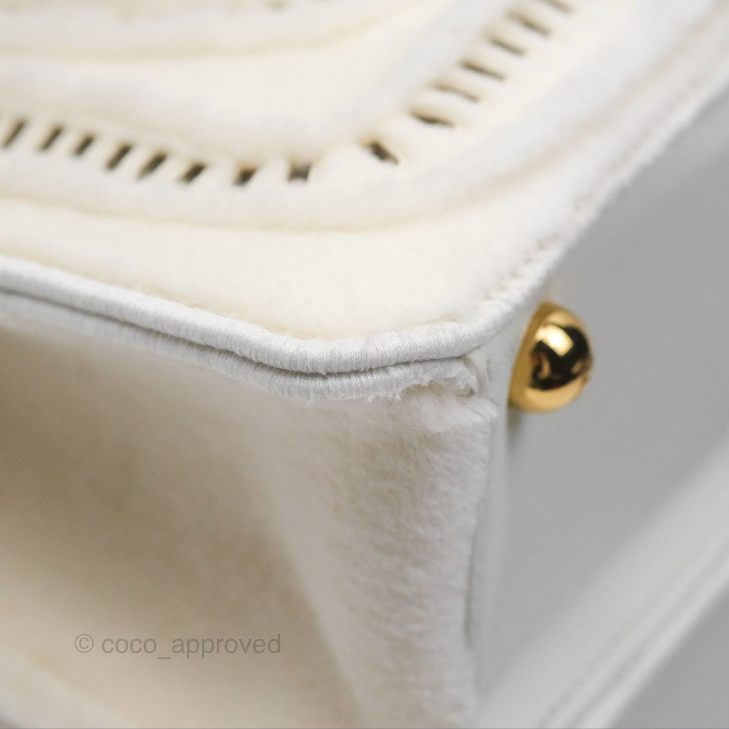 Fendi Peekaboo Medium Mink Fur White Gold Hardware