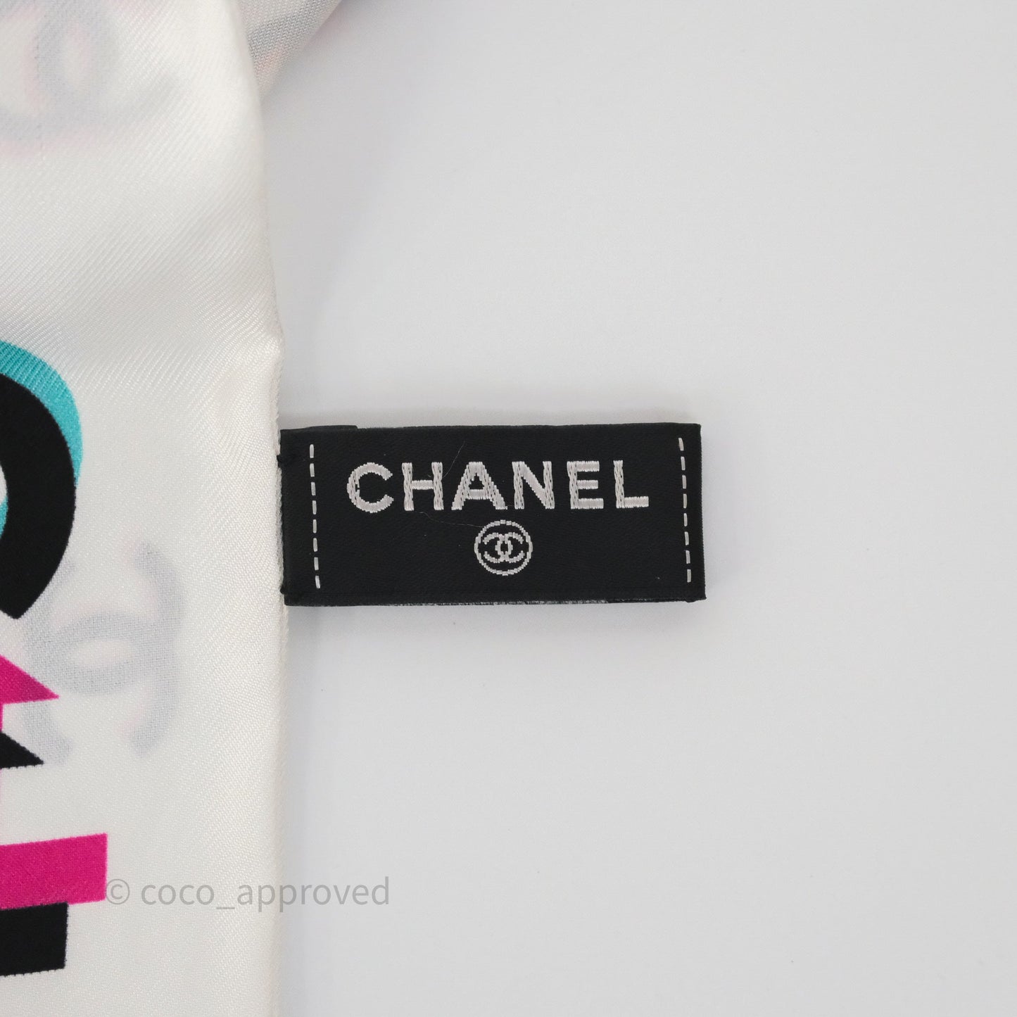 Chanel Logo Silk Twilly White Multicolor