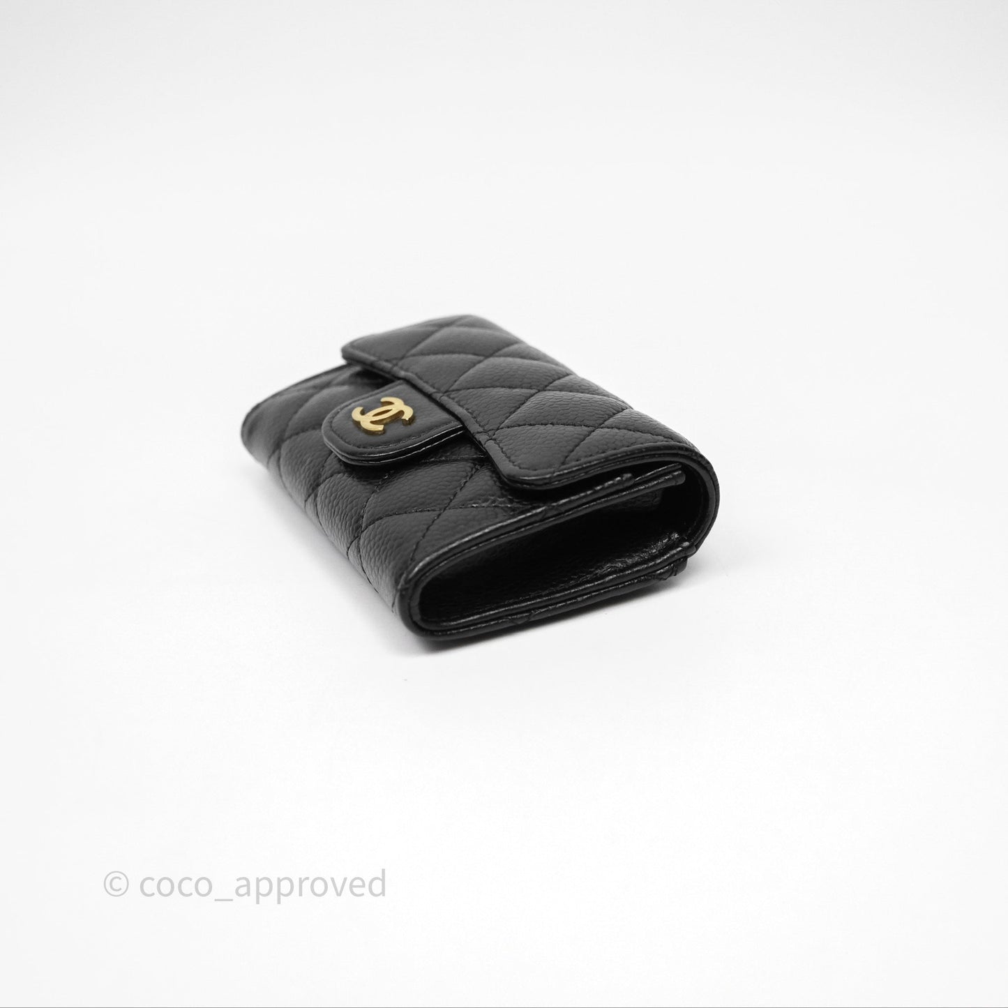 Chanel Quilted Flap Card Holder Caviar Black Gold Hardware