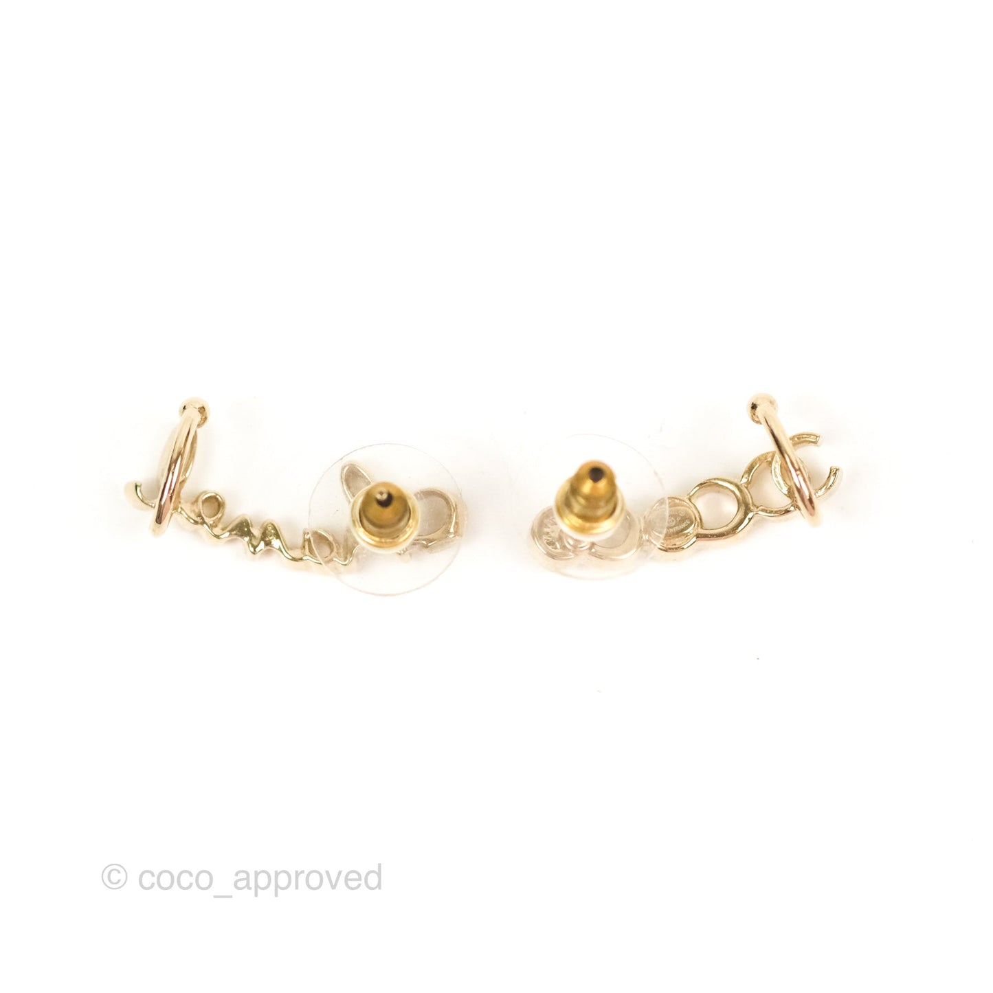 Chanel CC Coco Crystal Earrings Ear Cuff Gold Tone 22P