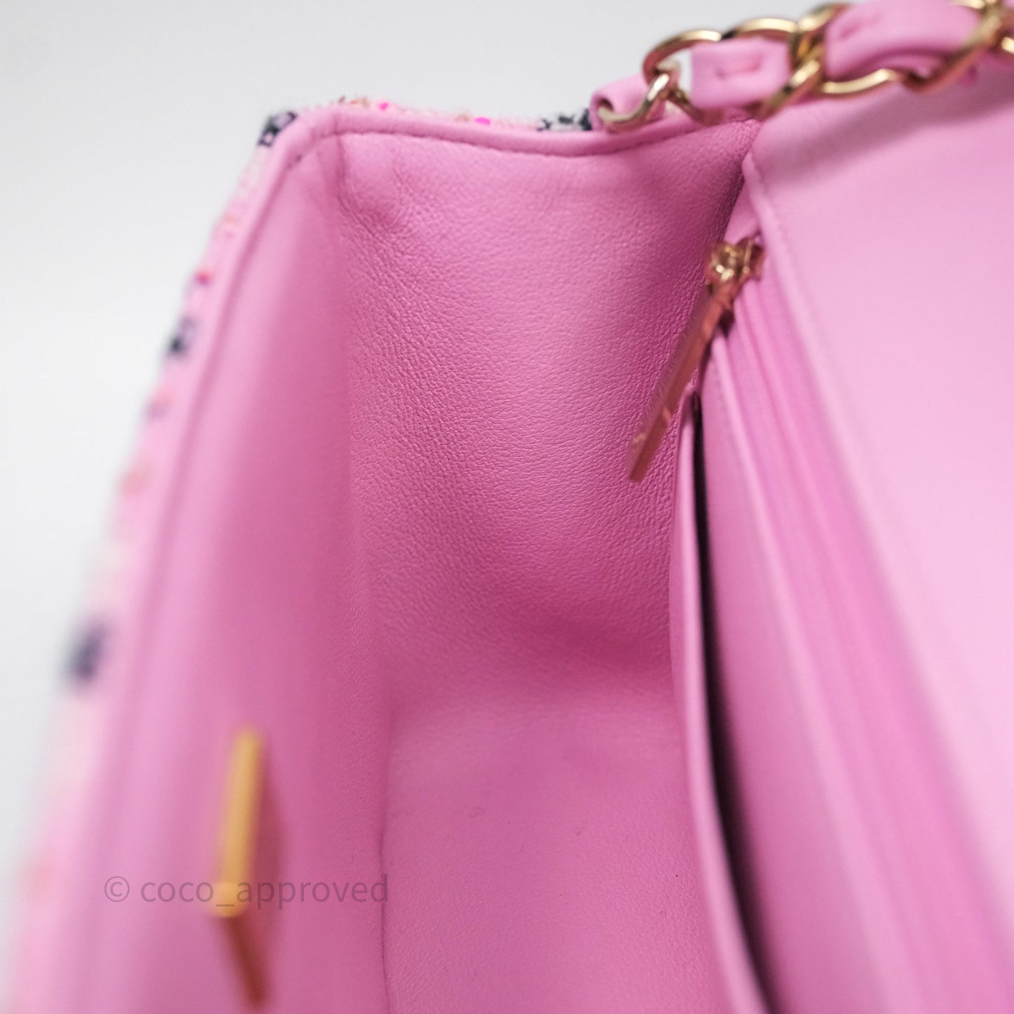 Chanel Quilted Mini Rectangular Flap Pink Tweed Gold Hardware