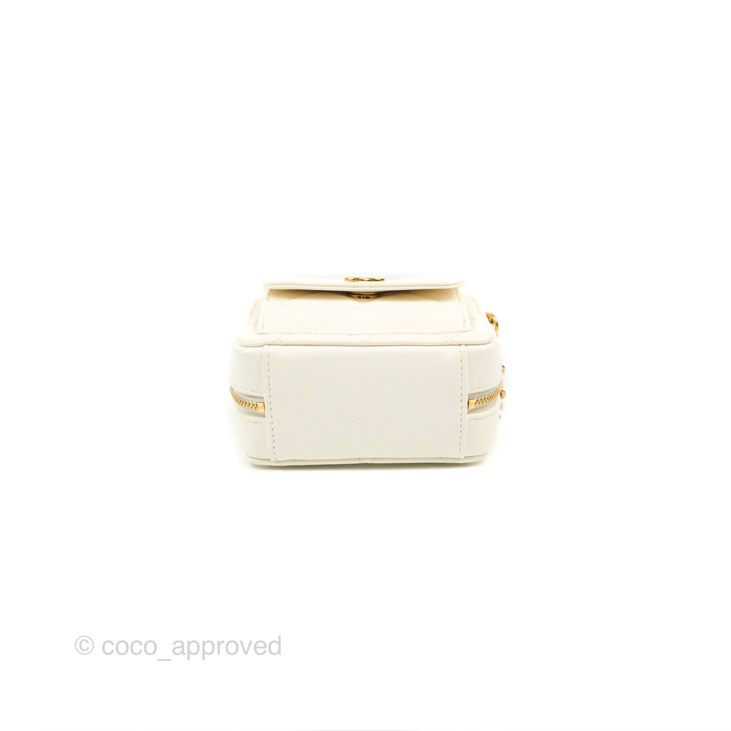 Chanel Mini Vanity Case with Chain White Lambskin Gold Hardware