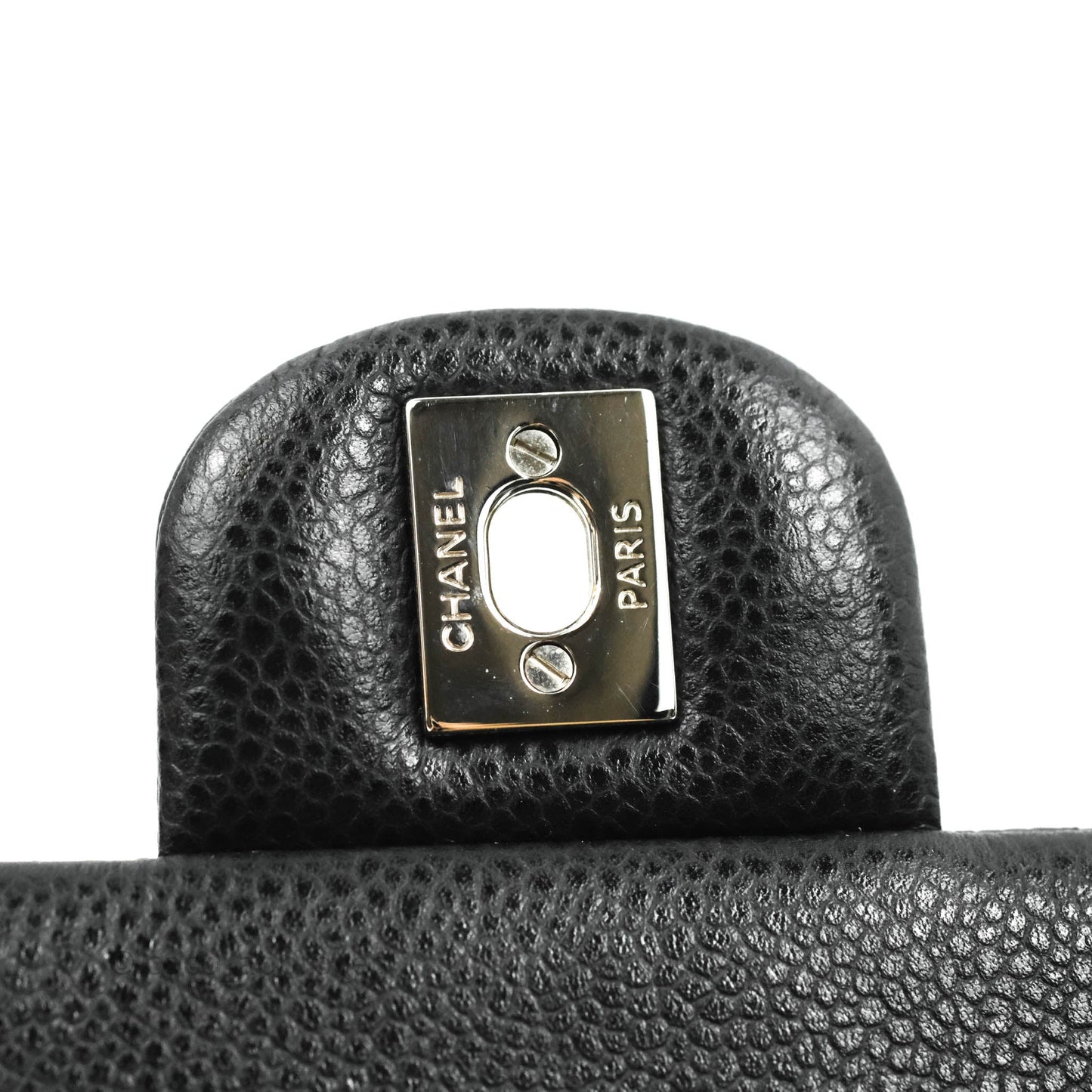 Chanel Quilted Clutch with Chain Caviar Black Silver Hardware
