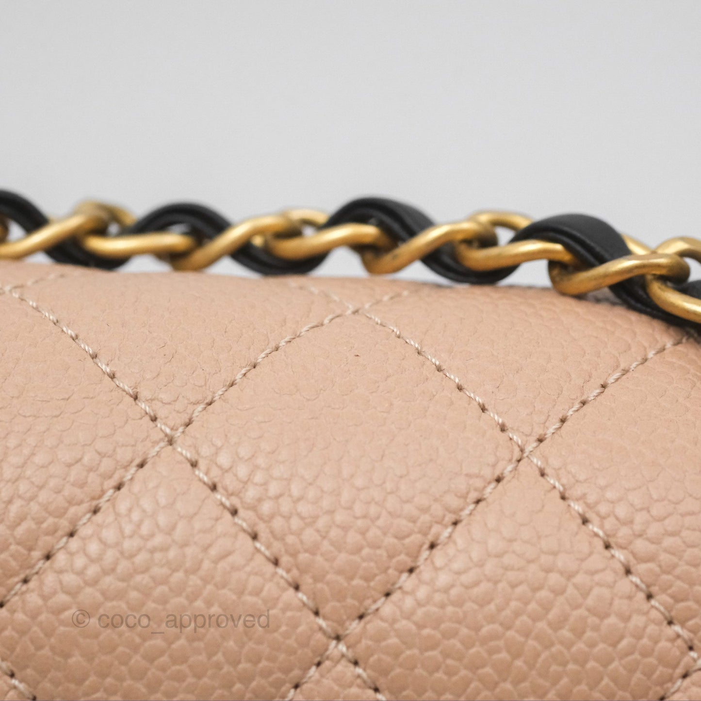 Chanel Quilted Medium CC Filigree Flap Beige Black Caviar
