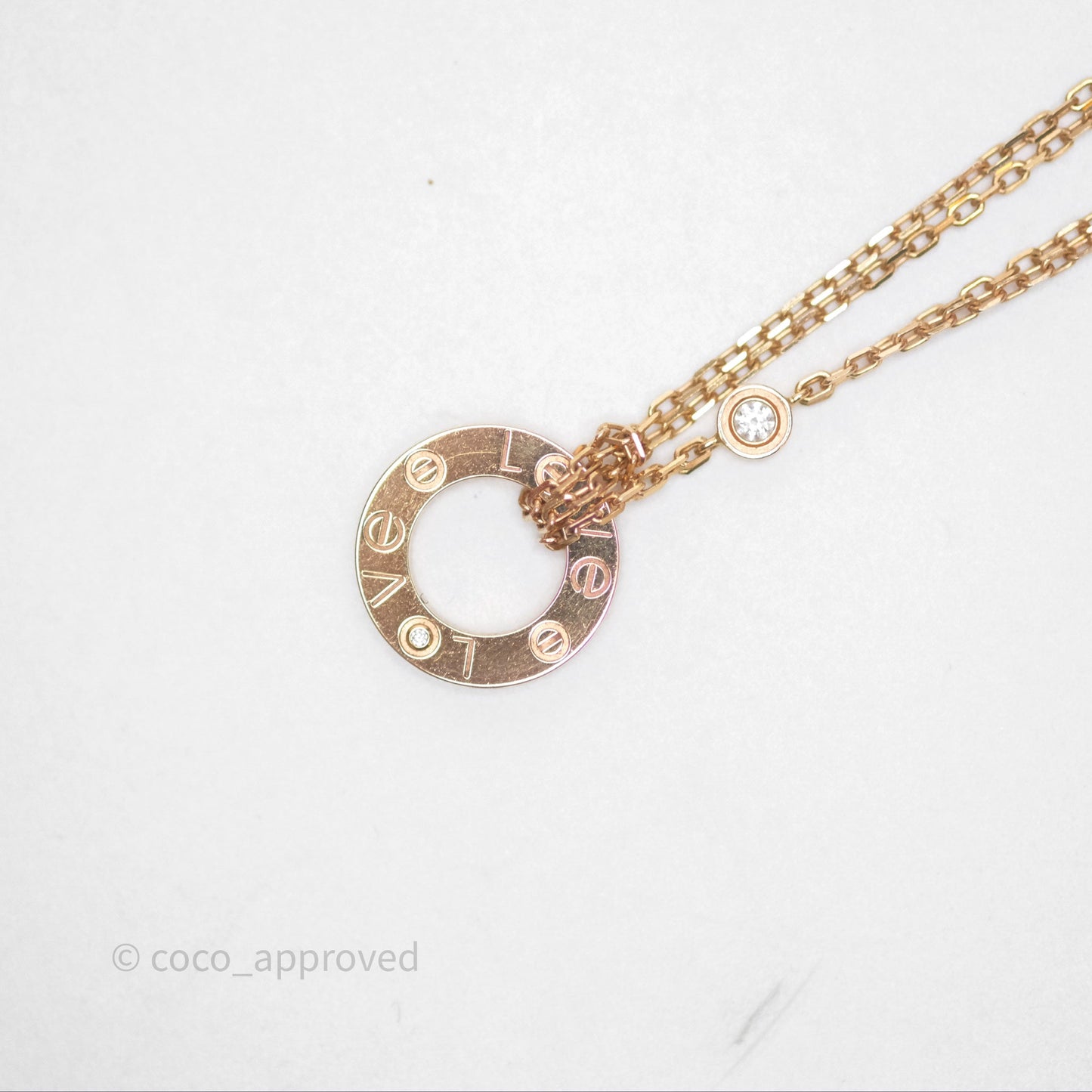 Cartier Love Necklace 18K Rose Gold 2 Diamonds