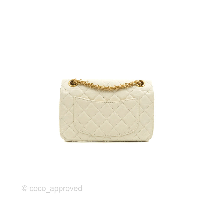 Chanel Mini Reissue 224 White Ivory Aged Calfskin Aged Gold Hardware