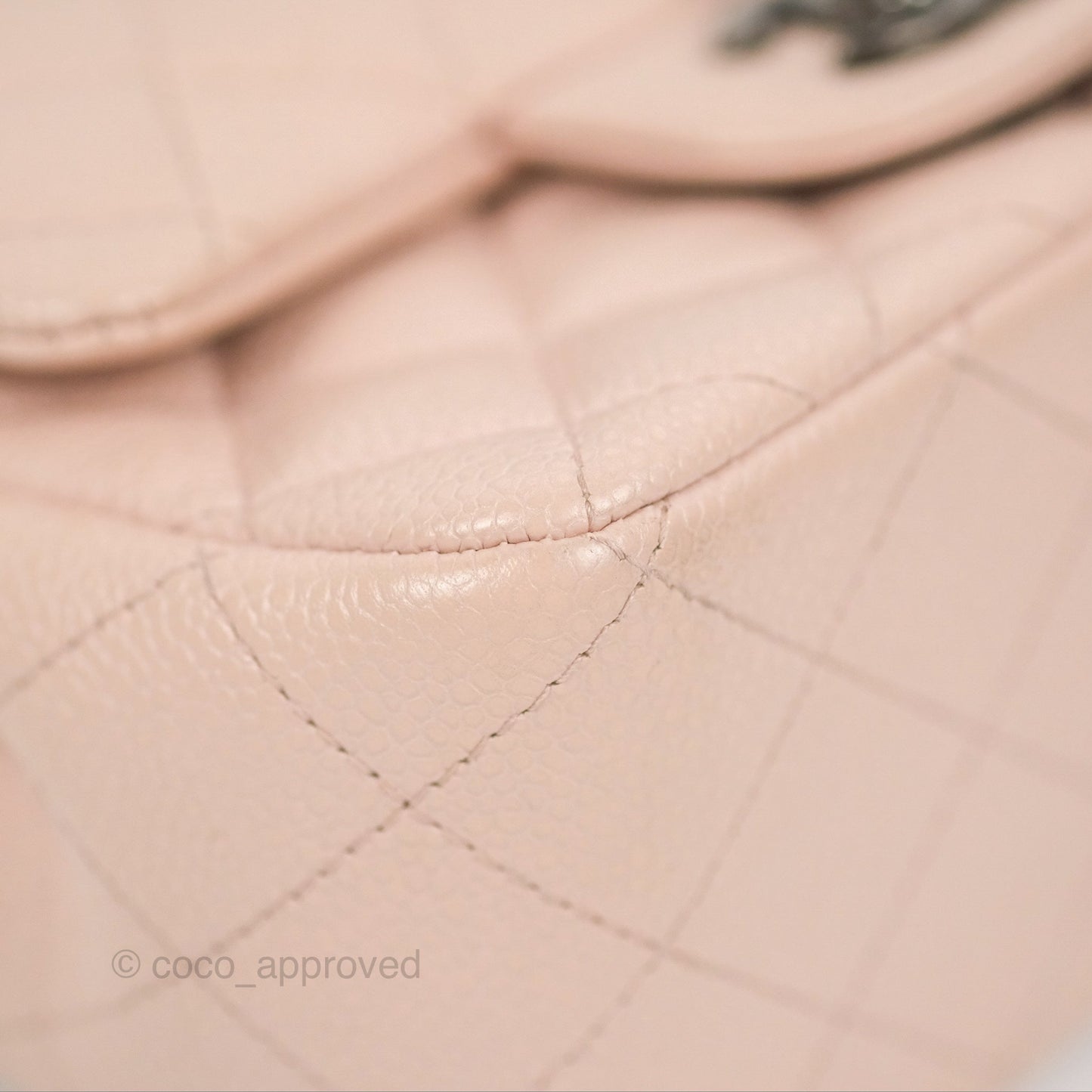 Chanel Quilted Mini Square Flap Pale Pink Caviar Ruthenium Hardware